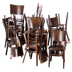 1970's Dark Walnut Deep Back Dining Chairs By Ton - Set Of 4