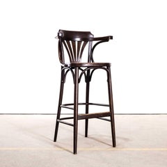 1970’s Dark Walnut Fan Back Bar Chairs