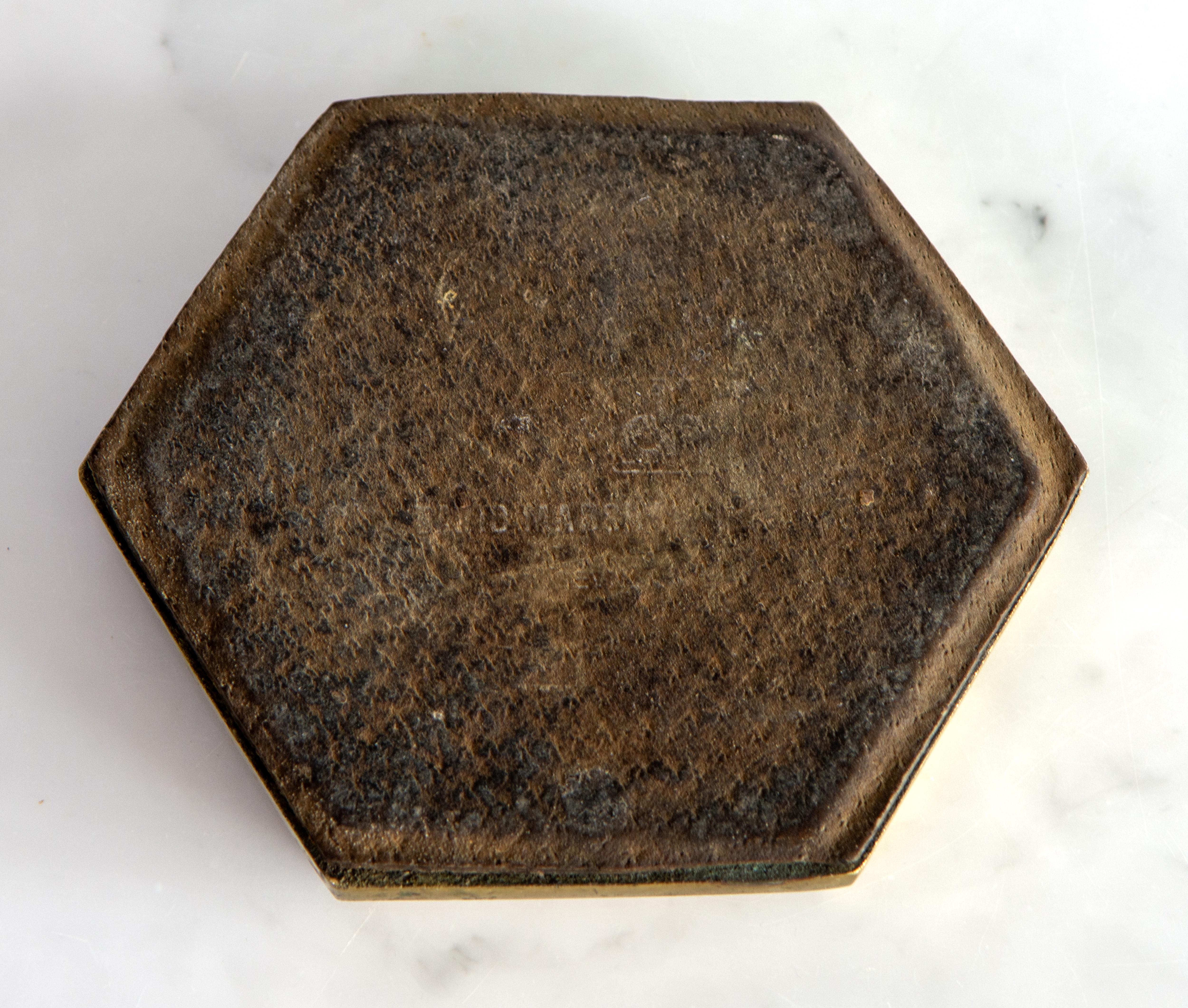 Spanish 1970s David Marshall Cast Brass & Aluminium Hexagonal Ash Tray For Sale