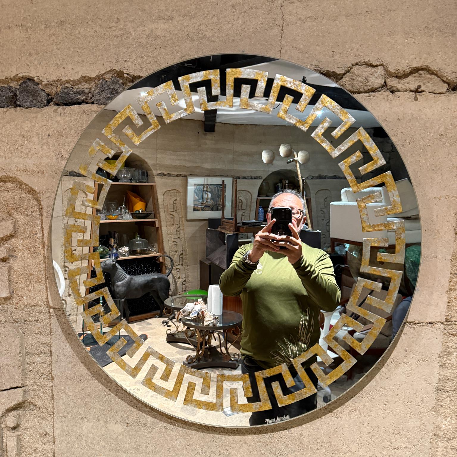 1970s David Marshall circular Wall Mirror Églomisé from Spain
30 in diameter x 0.63 thick.
Original vintage unrestored condition.
Signed on the side.
Refer to images.
Delivery within 200 miles from San Diego CA is available for an additional fee.