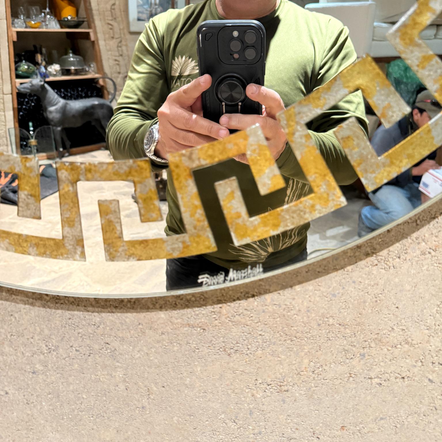 Late 20th Century 1970s David Marshall Circular Wall Mirror Églomisé Neoclassical Revival For Sale
