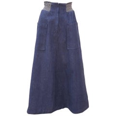 1970’s David Silverman Blue Jeans Denim Maxi Skirt