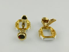 1970s David Webb White Enamel Ear Pendants in Yellow 18 karat Gold