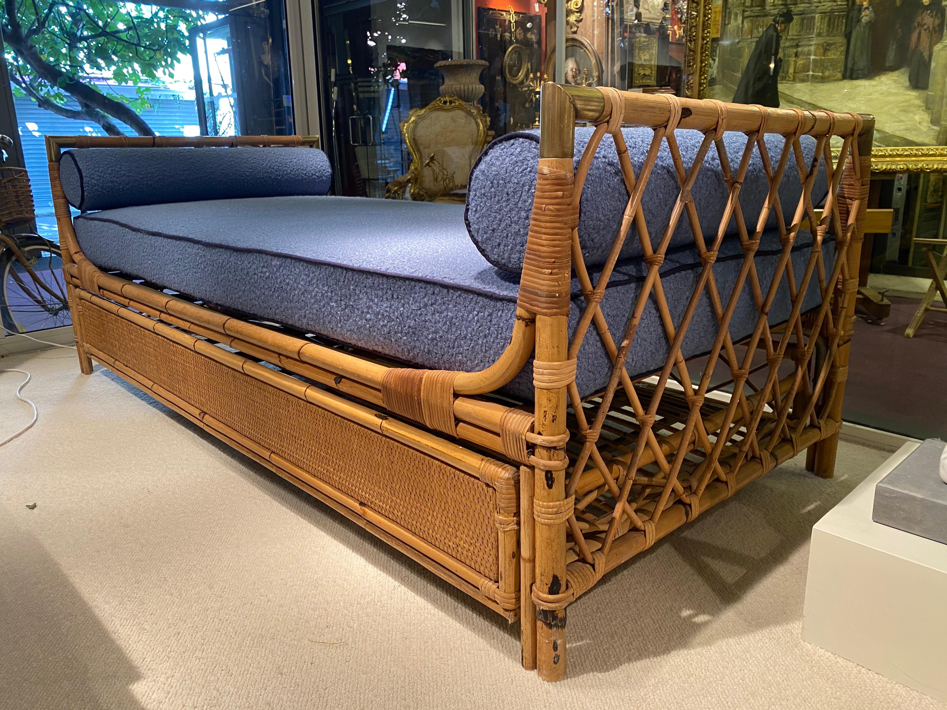 1970s Daybed in Bamboo and Brass Details 4
