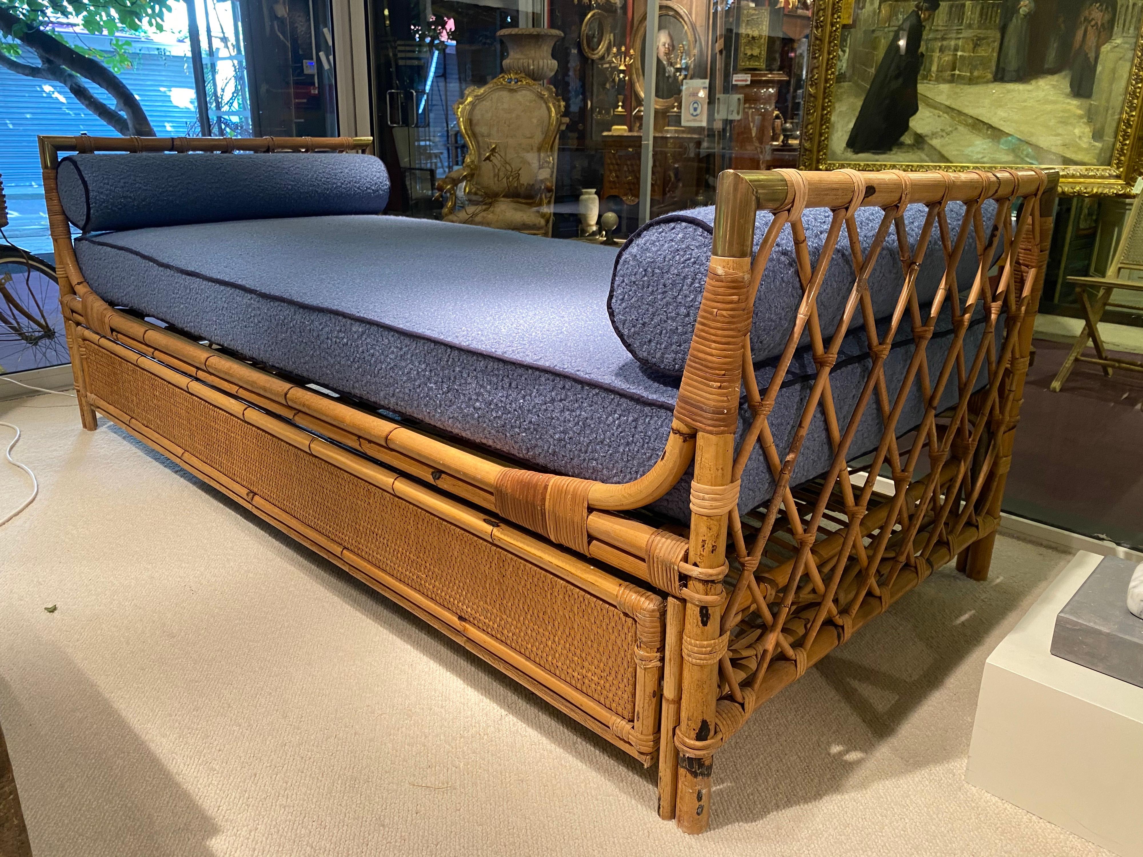 1970s Daybed in Bamboo and Brass Details 5