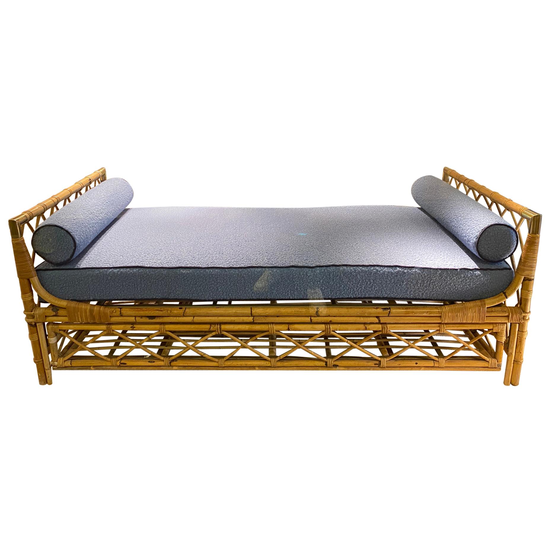 1970s Daybed in Bamboo and Brass Details