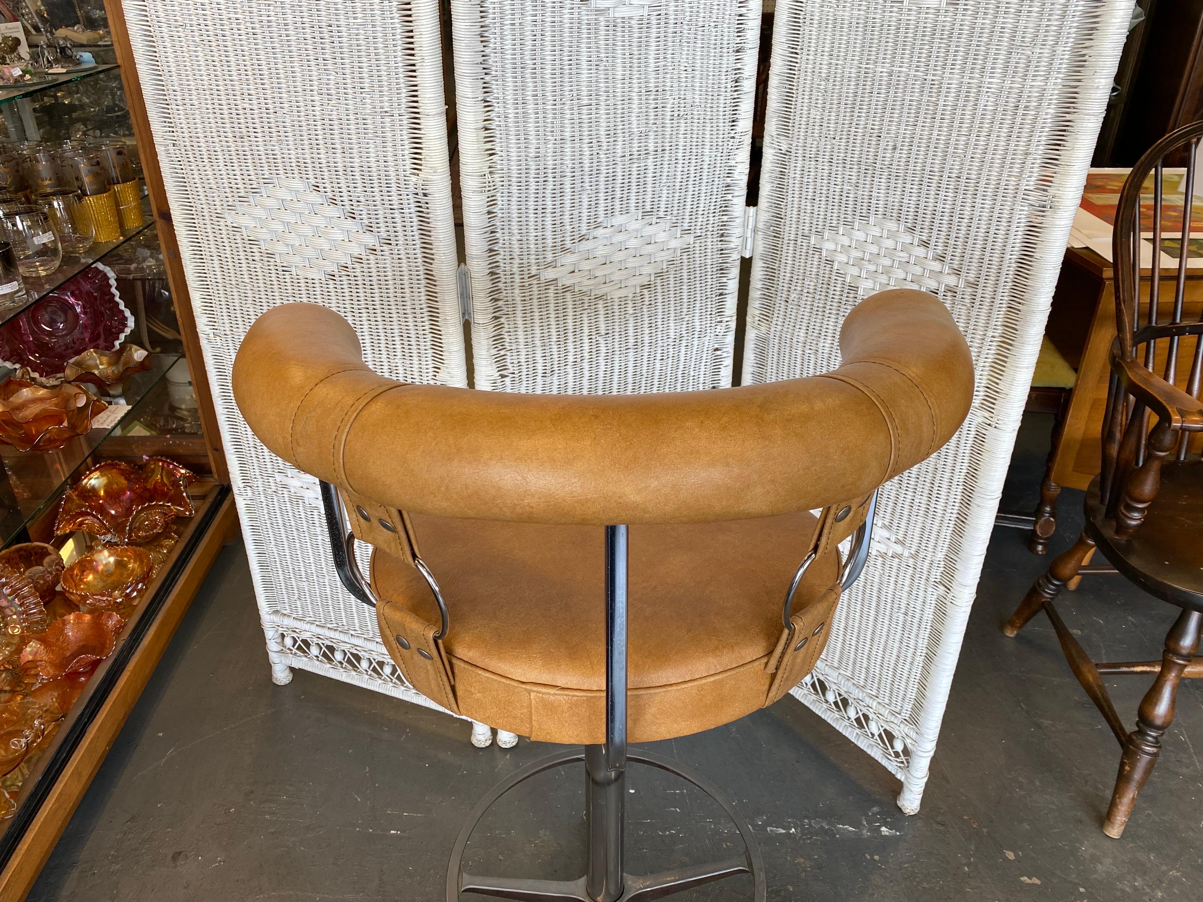 1970's Daystrom Faux Leather and Chrome Bar Stool 3