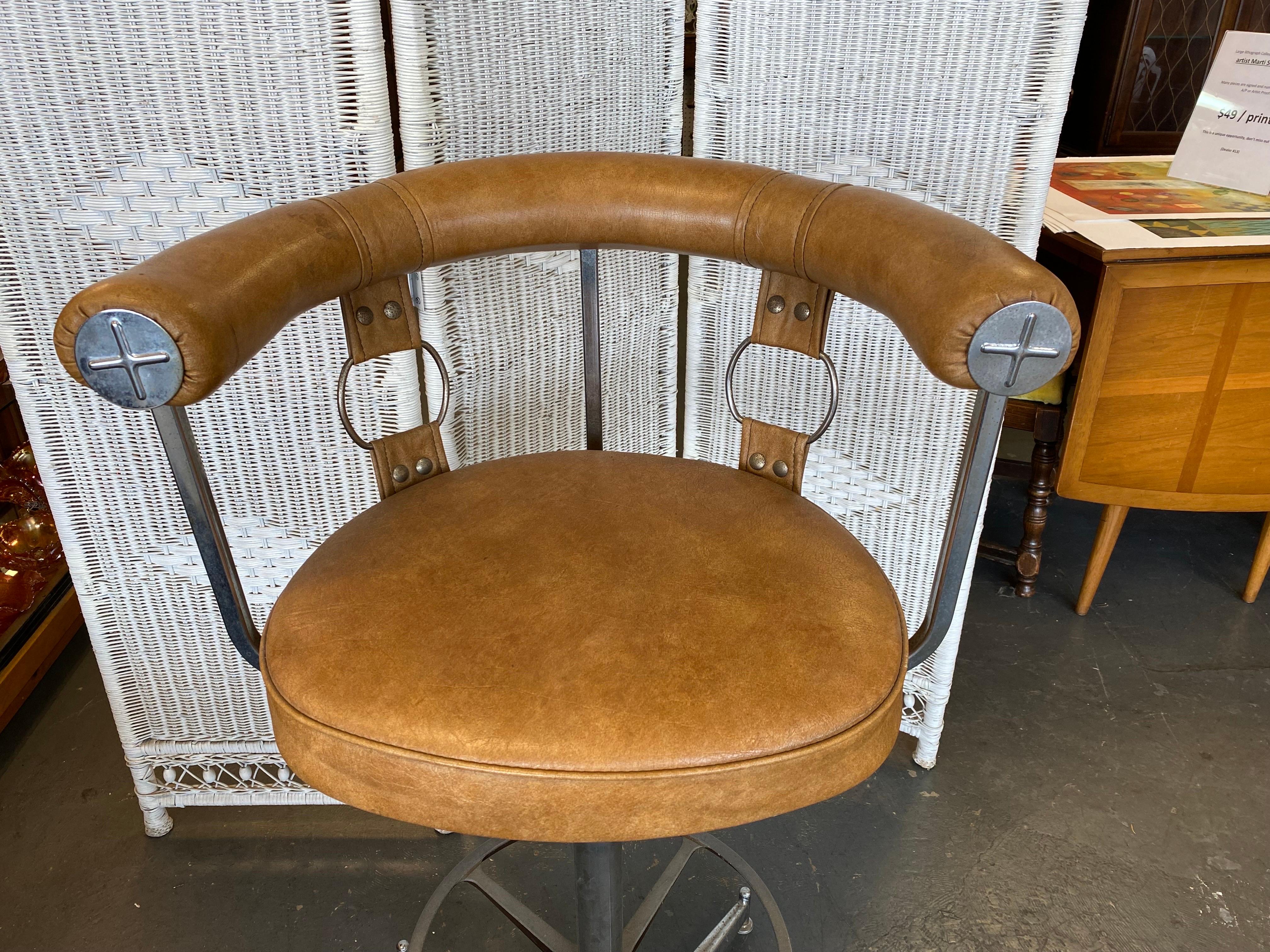 Mid-Century Modern 1970's Daystrom Faux Leather and Chrome Bar Stool