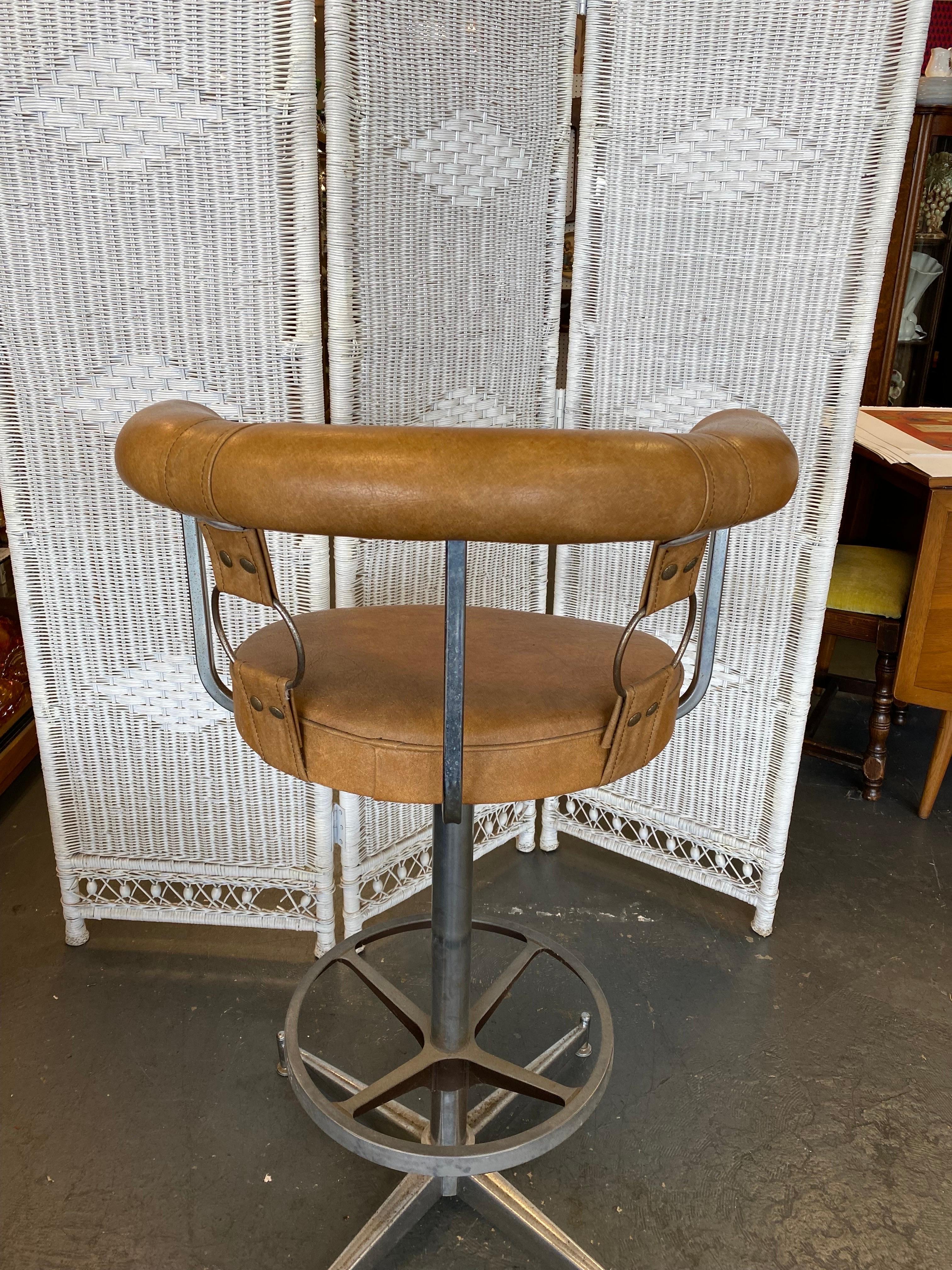 American 1970's Daystrom Faux Leather and Chrome Bar Stool