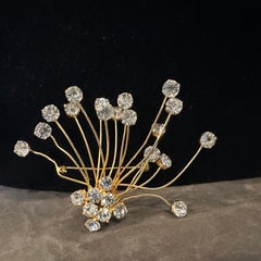 1970s Dazzling Costume Jewelry Floral Italian Brooch by 6 Donna