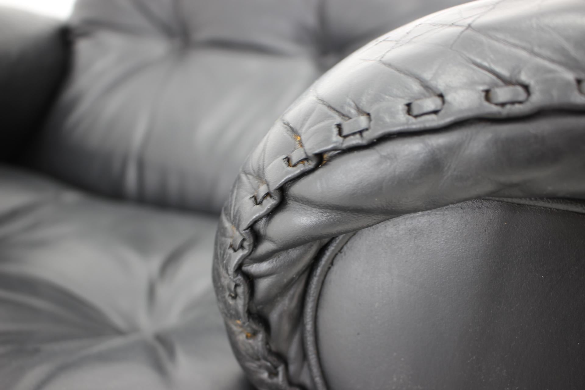 1970s  De Sede Adjustable Black Leather Armchair DS-110 James Bond, Switzerland 10