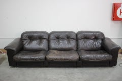 1970s De Sede Adjustable Brown Leather 3-Seater Sofa, DS-110