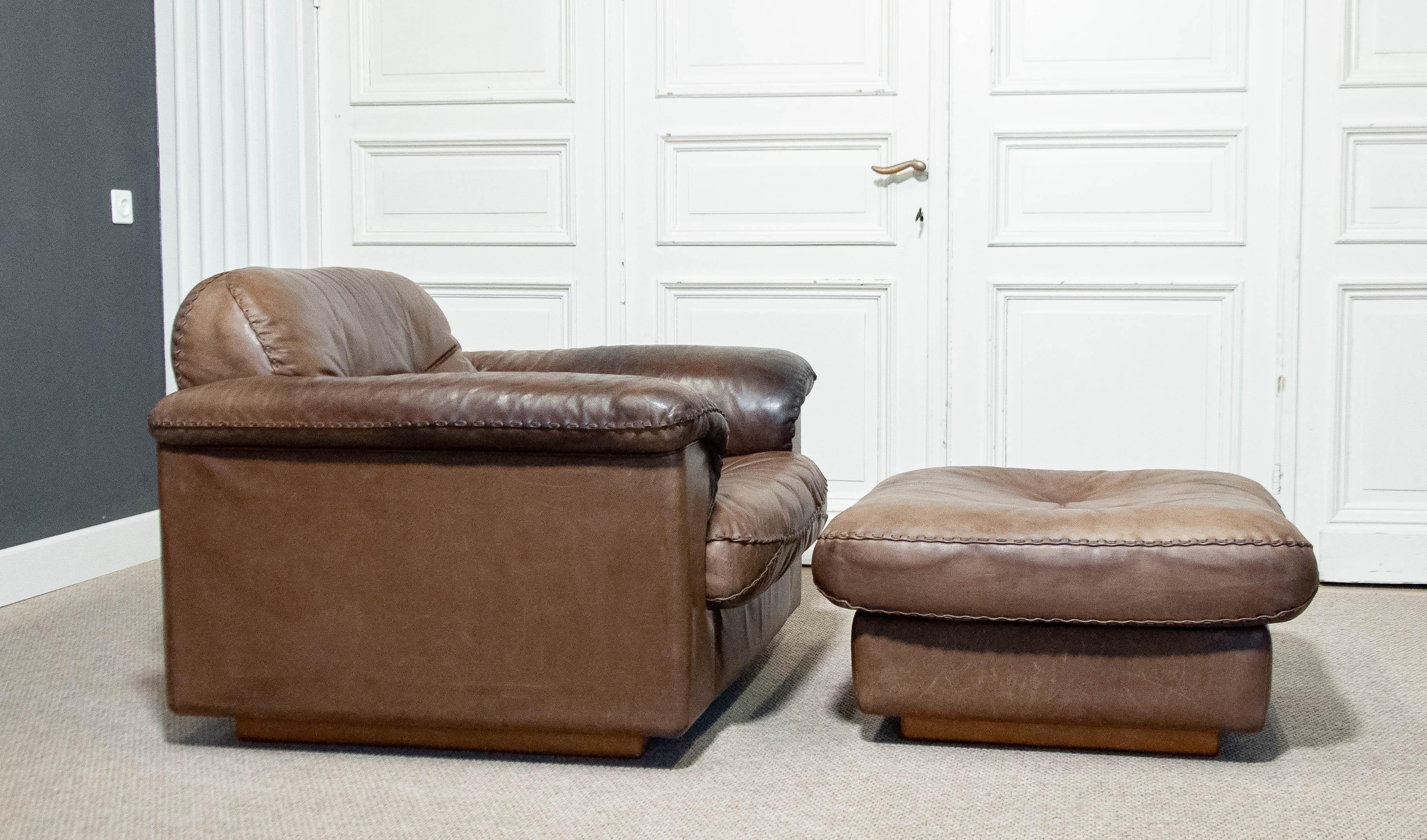 1970s , De Sede DS-101 Lounge Chair and Ottoman, Switzerland In Good Condition In Silvolde, Gelderland