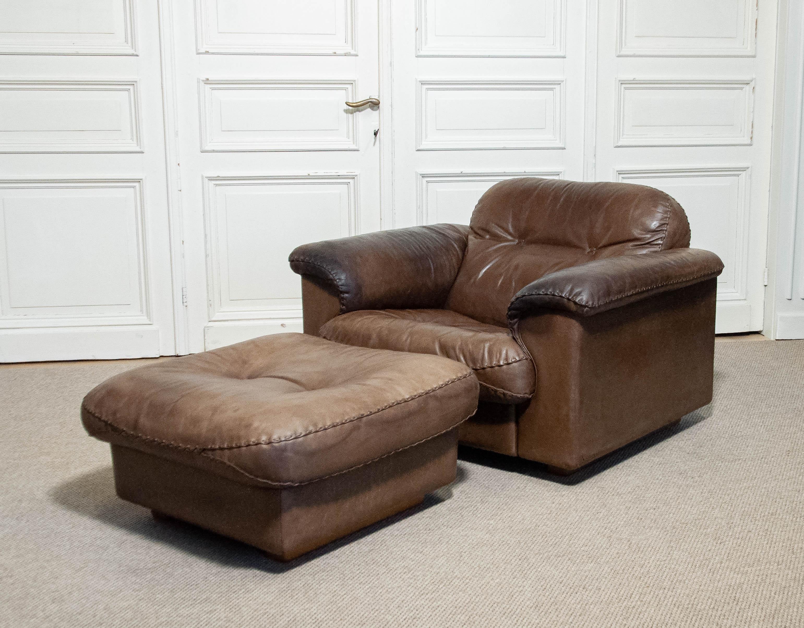 Late 20th Century 1970s , De Sede DS-101 Lounge Chair and Ottoman, Switzerland