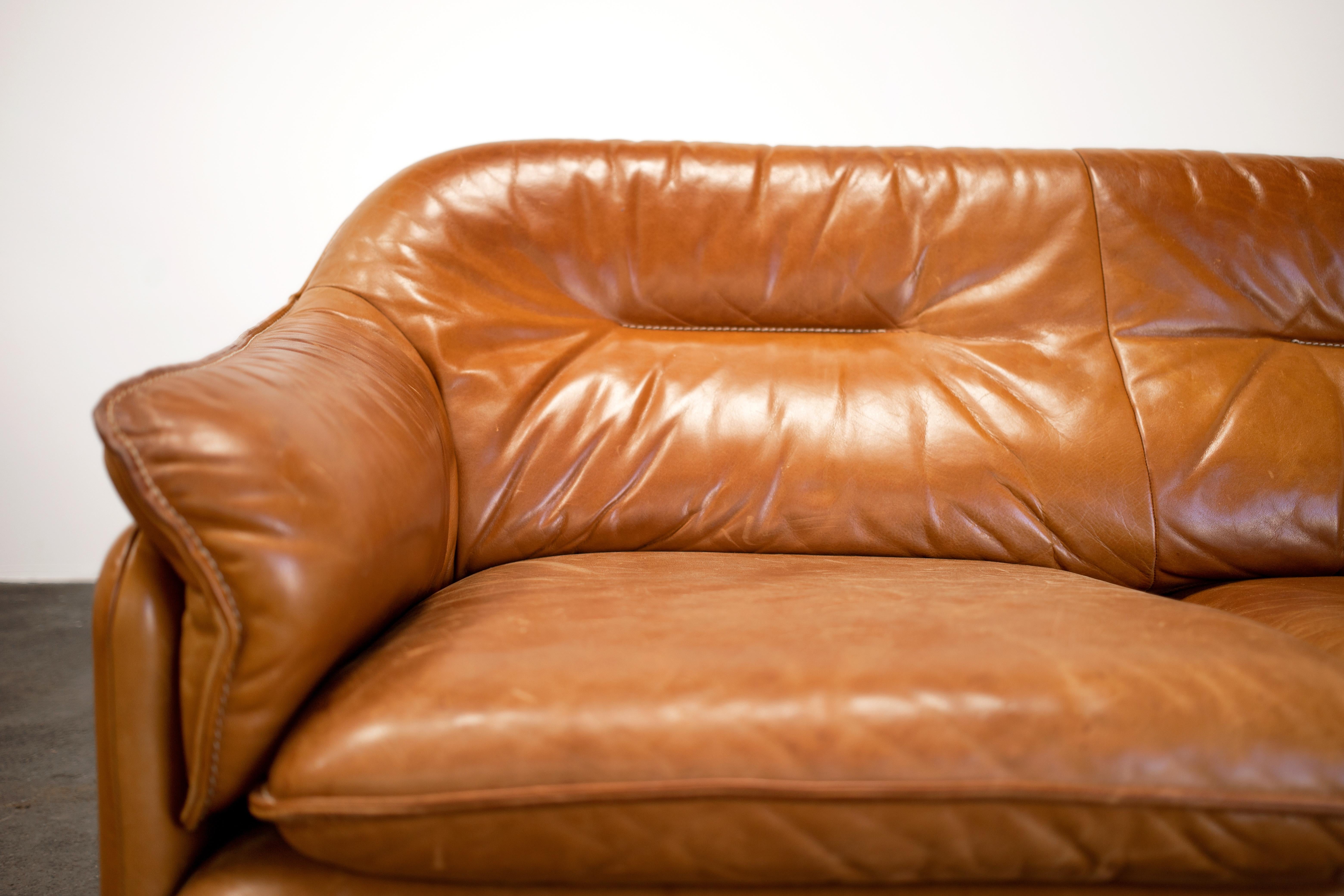 1970s De Sede Ds-61 in Cognac Vegetable Dyed Leather 2 Seat & 3 Seat Sofas 3