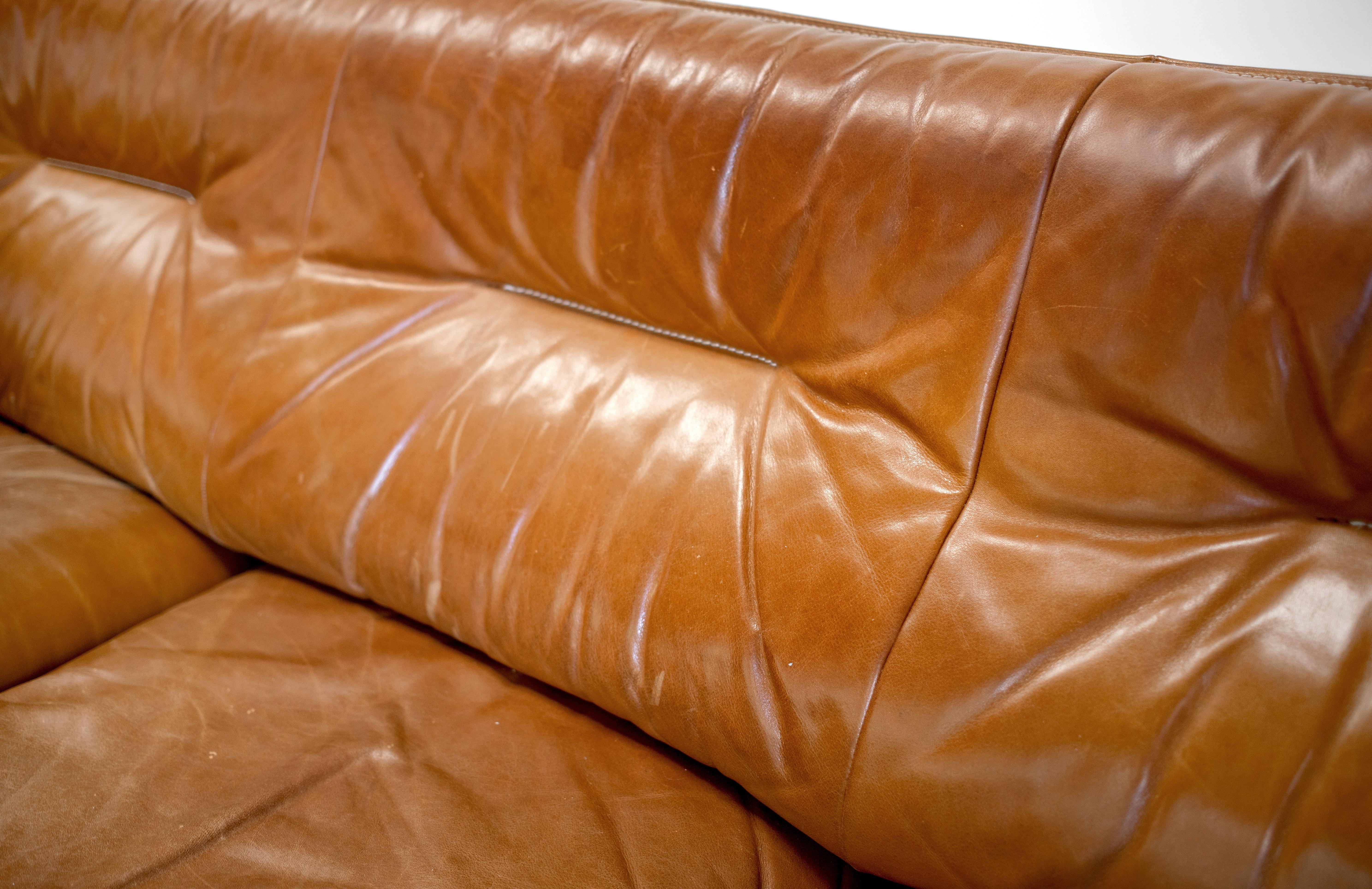 1970s De Sede Ds-61 in Cognac Vegetable Dyed Leather 2 Seat & 3 Seat Sofas 5