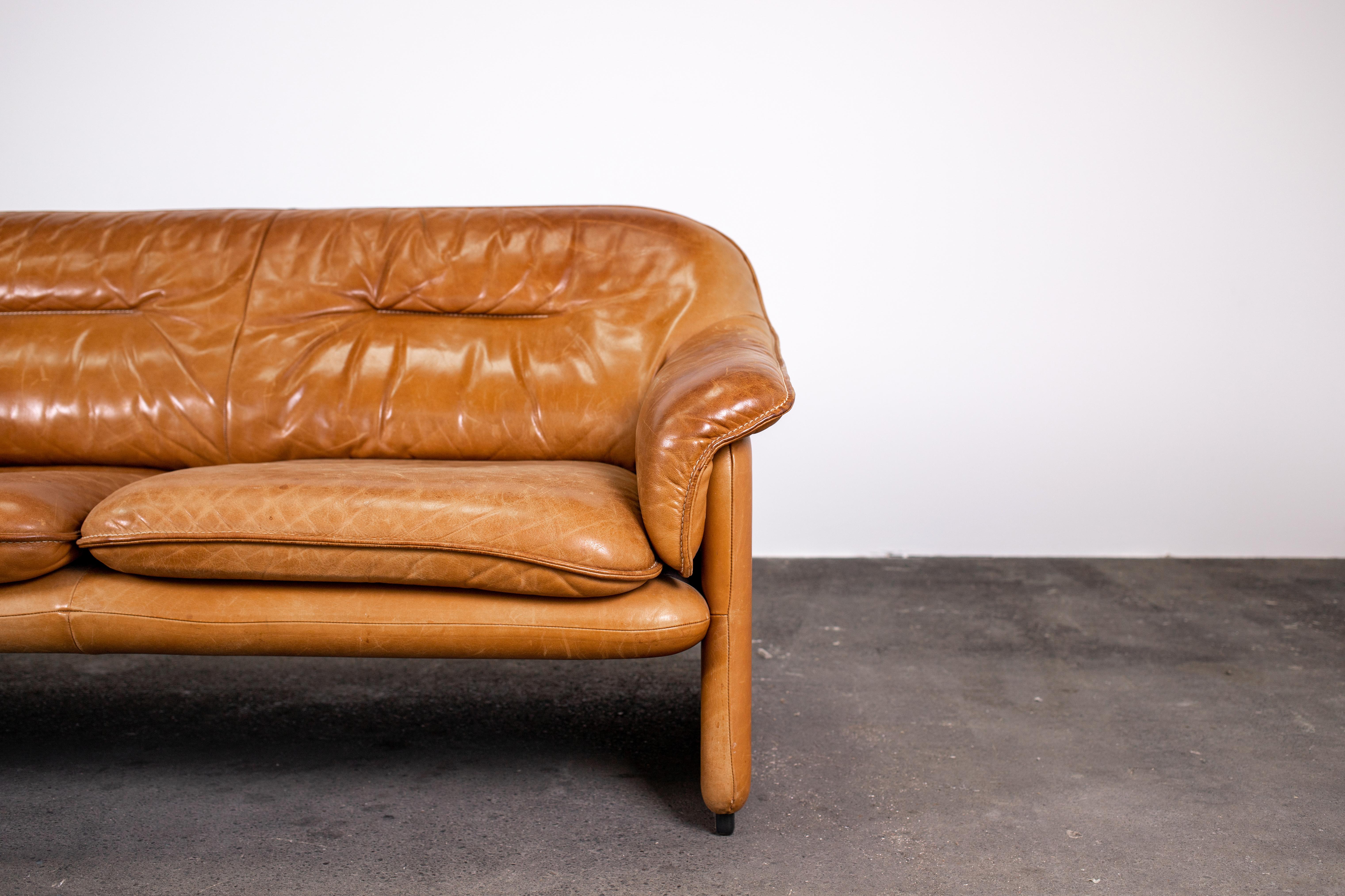1970s De Sede Ds-61 in Cognac Vegetable Dyed Leather 2 Seat & 3 Seat Sofas 8