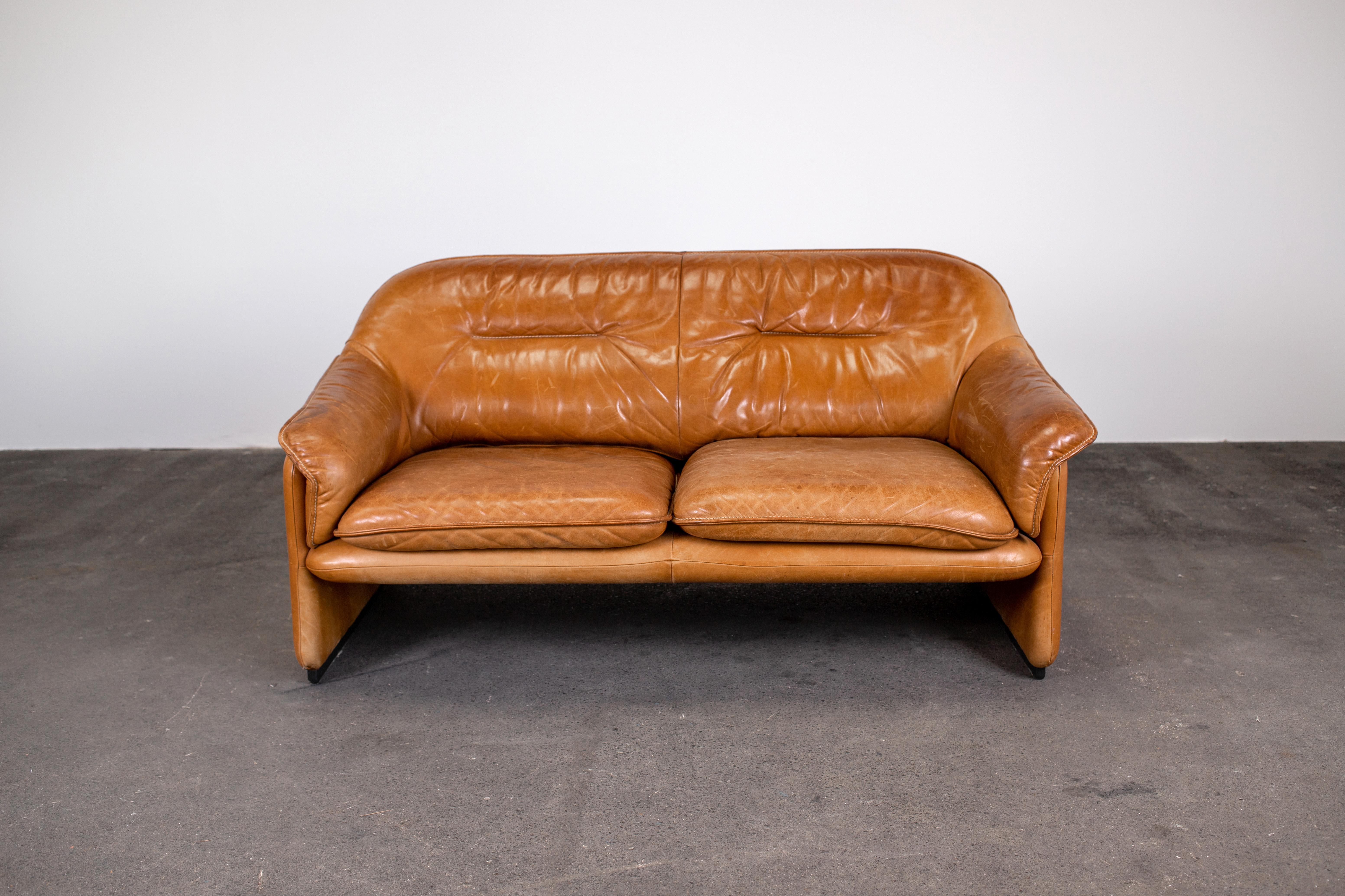 1970s De Sede Ds-61 in Cognac Vegetable Dyed Leather 2 Seat & 3 Seat Sofas 11