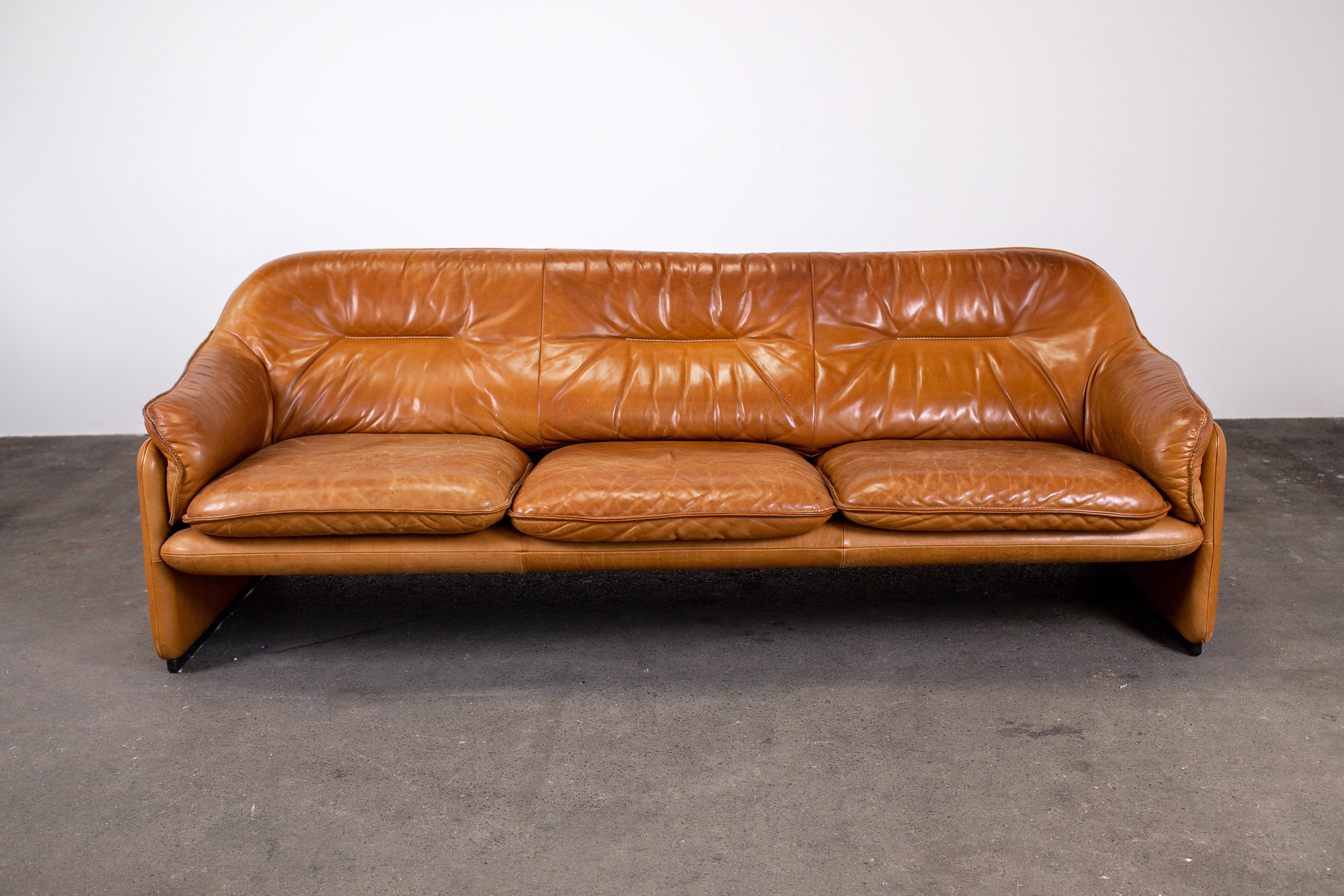 Swiss 1970s De Sede Ds-61 in Cognac Vegetable Dyed Leather 2 Seat & 3 Seat Sofas