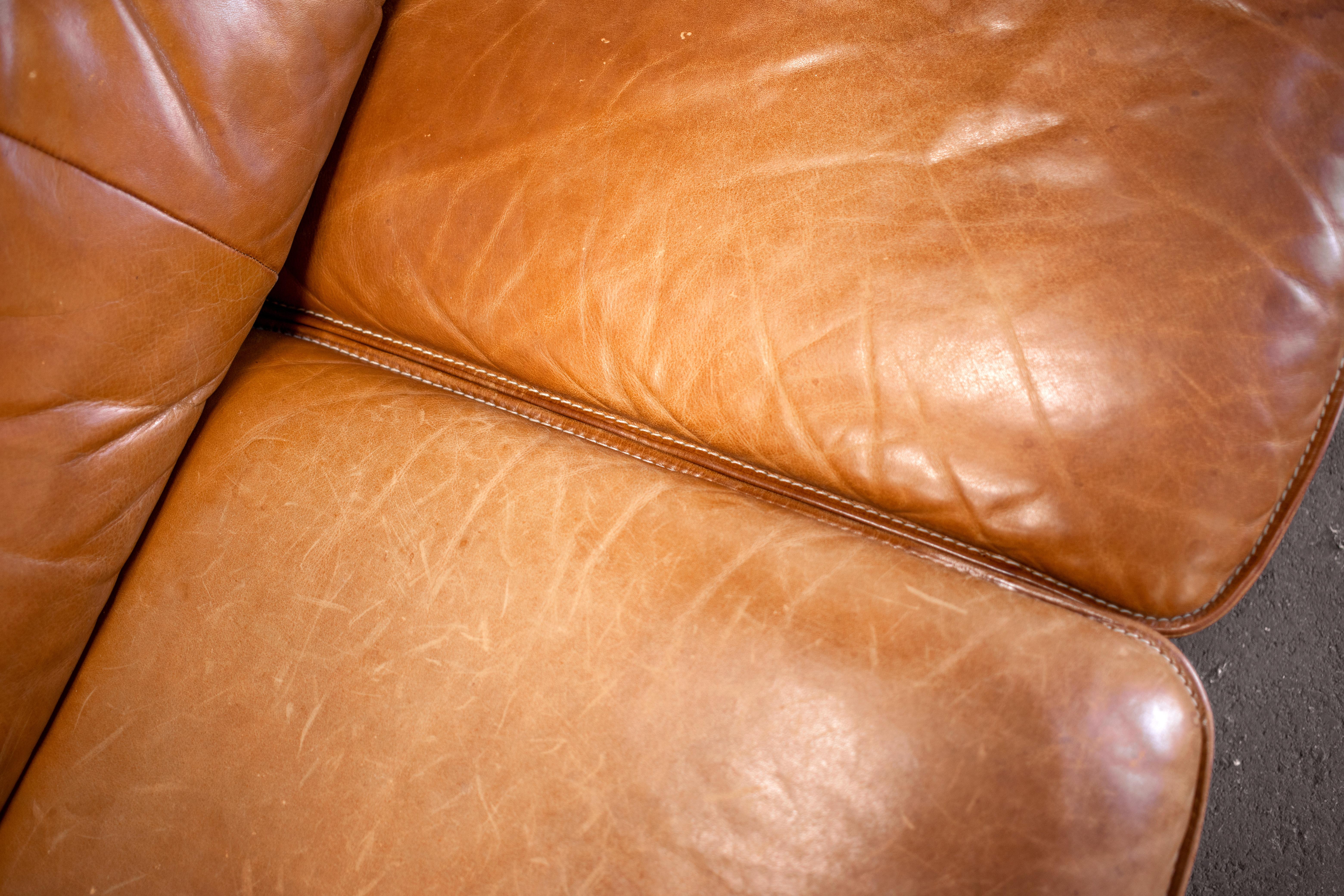 1970s De Sede Ds-61 in Cognac Vegetable Dyed Leather 3 Seat Sofa 6