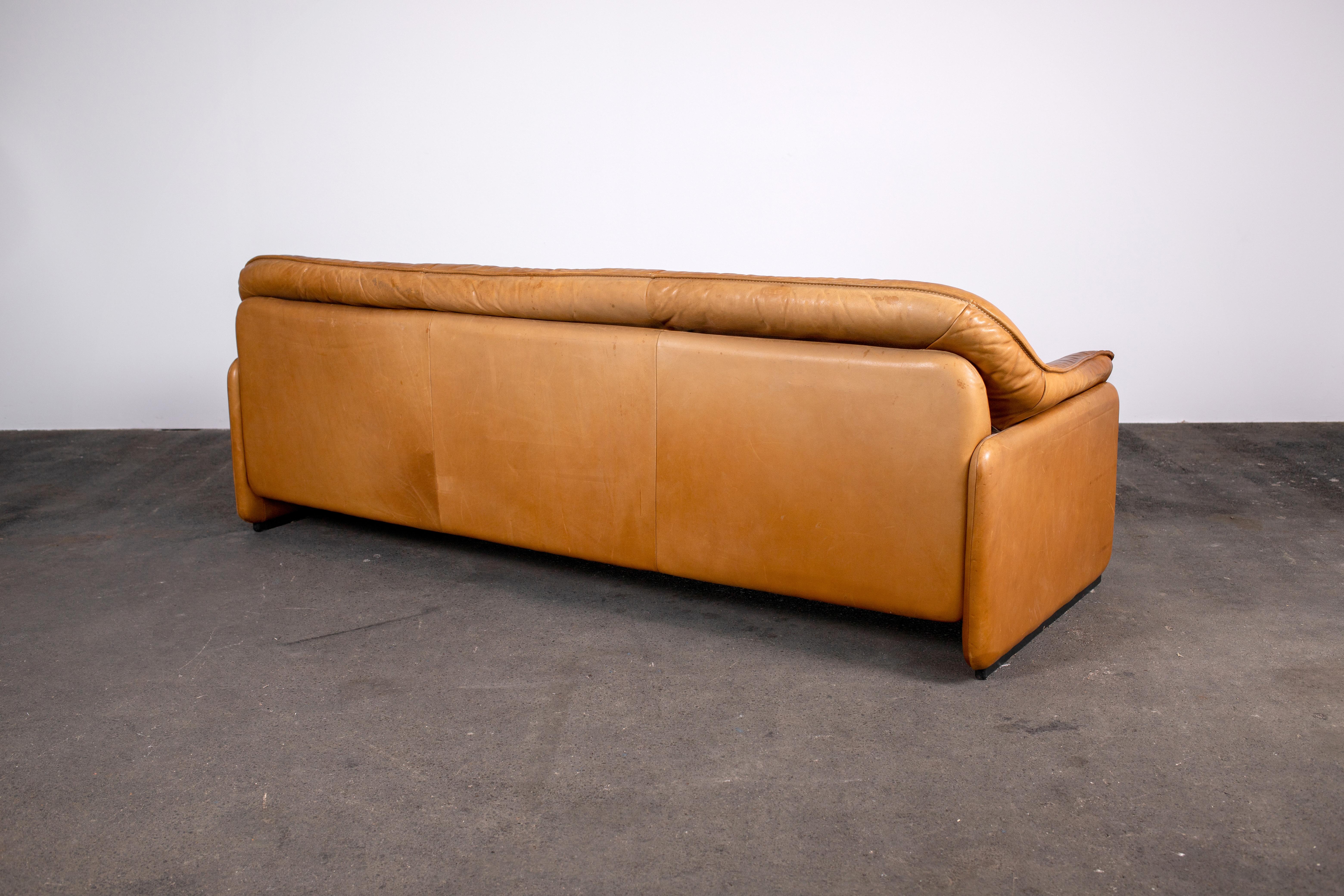1970s De Sede Ds-61 in Cognac Vegetable Dyed Leather 3 Seat Sofa 1