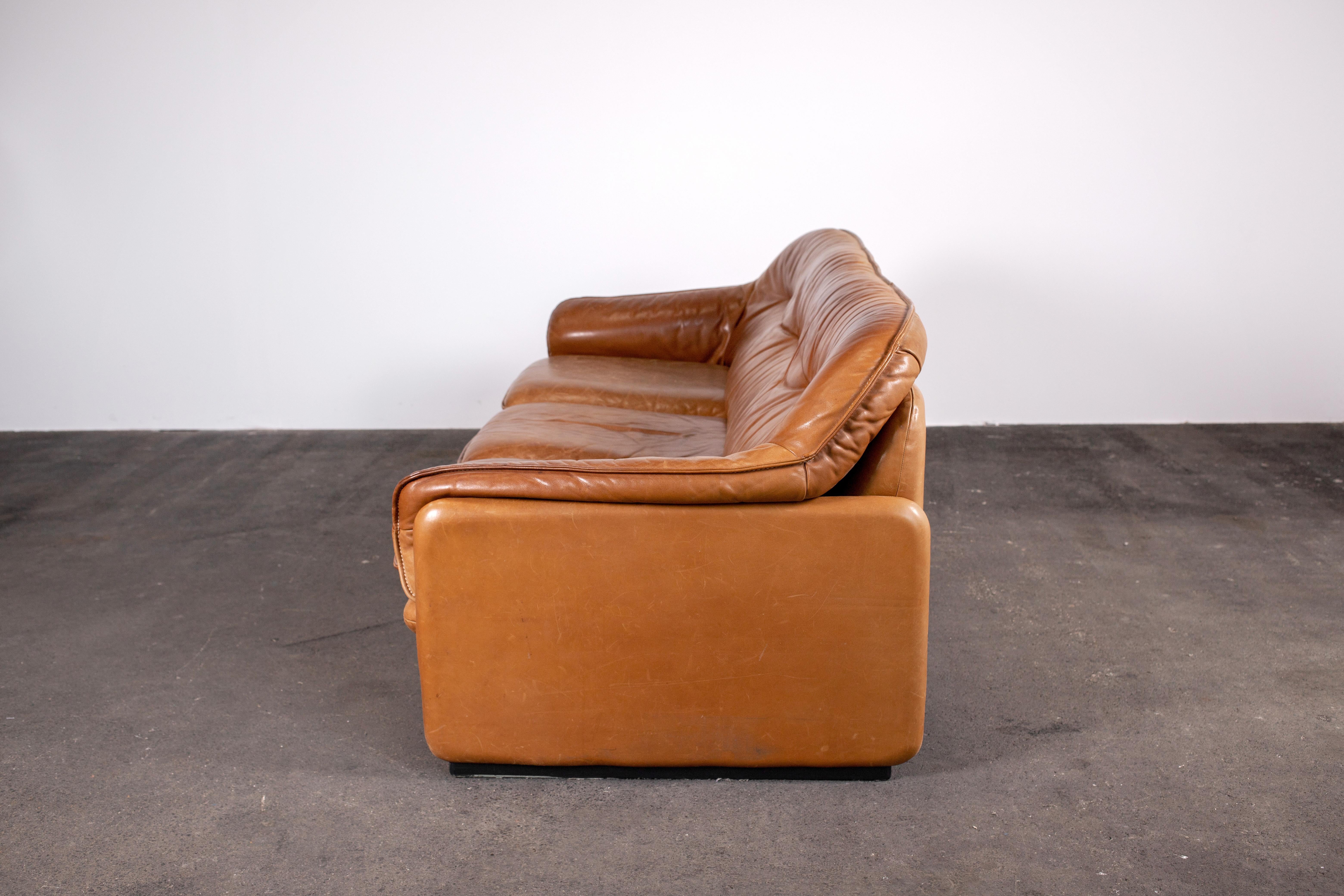 1970s De Sede Ds-61 in Cognac Vegetable Dyed Leather 3 Seat Sofa 2