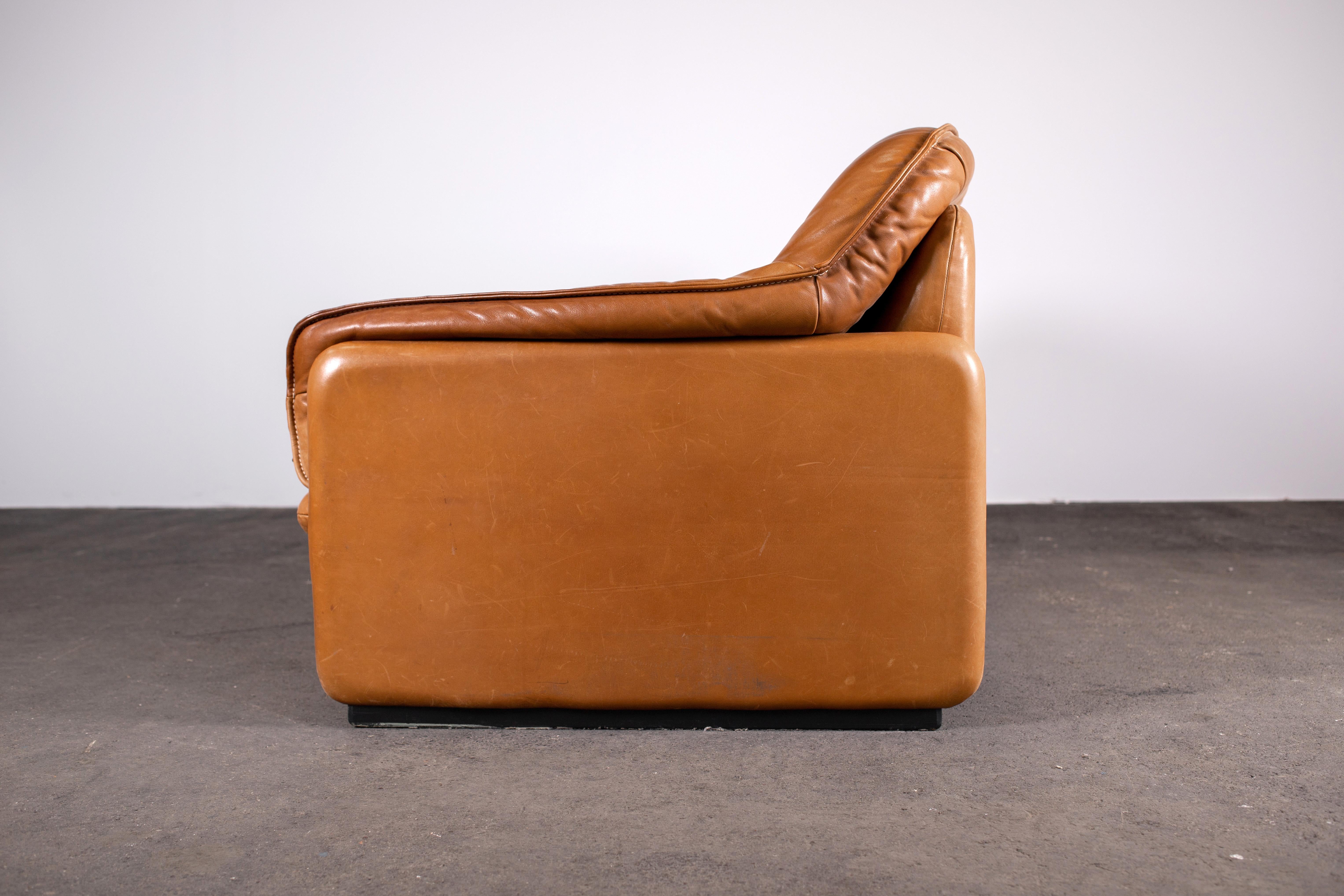 1970s De Sede Ds-61 in Cognac Vegetable Dyed Leather 3 Seat Sofa 3