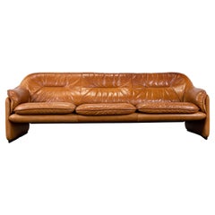 1970s De Sede Ds-61 in Cognac Vegetable Dyed Leather 3 Seat Sofa