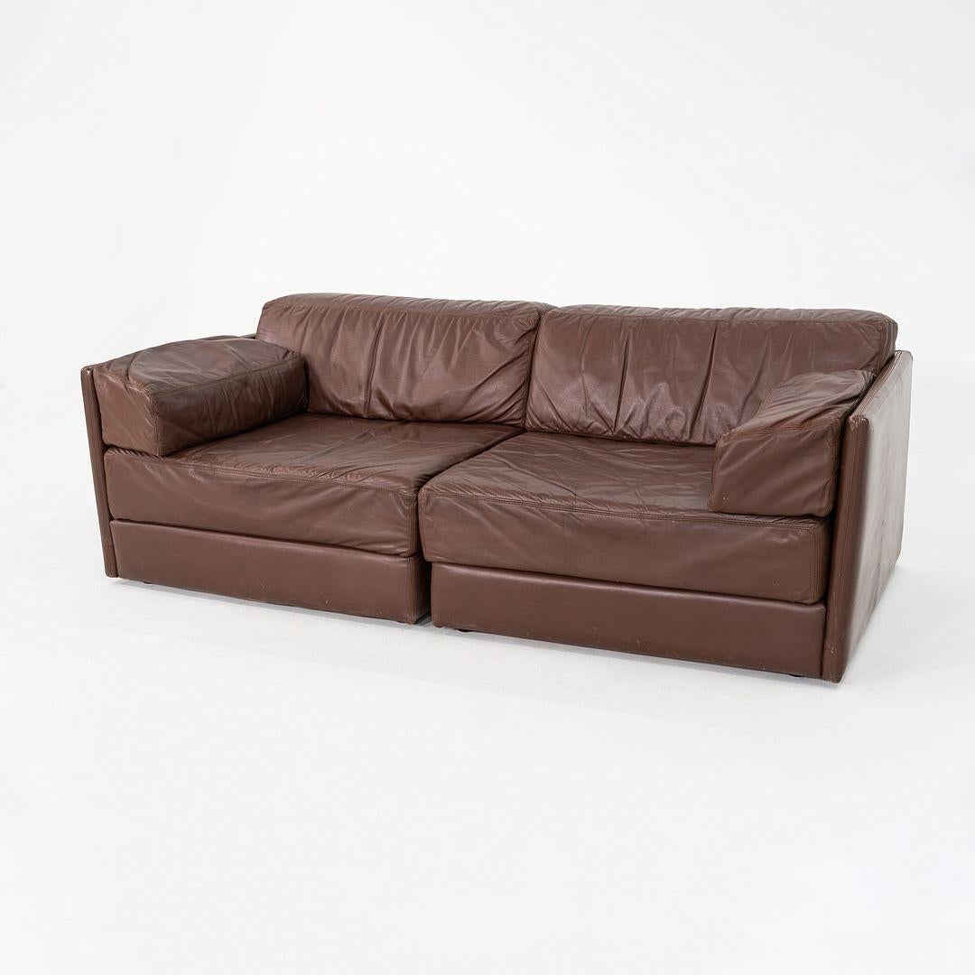 Modern 1970s de Sede DS-76 Modular Loveseat Sofa in Brown Leather For Sale