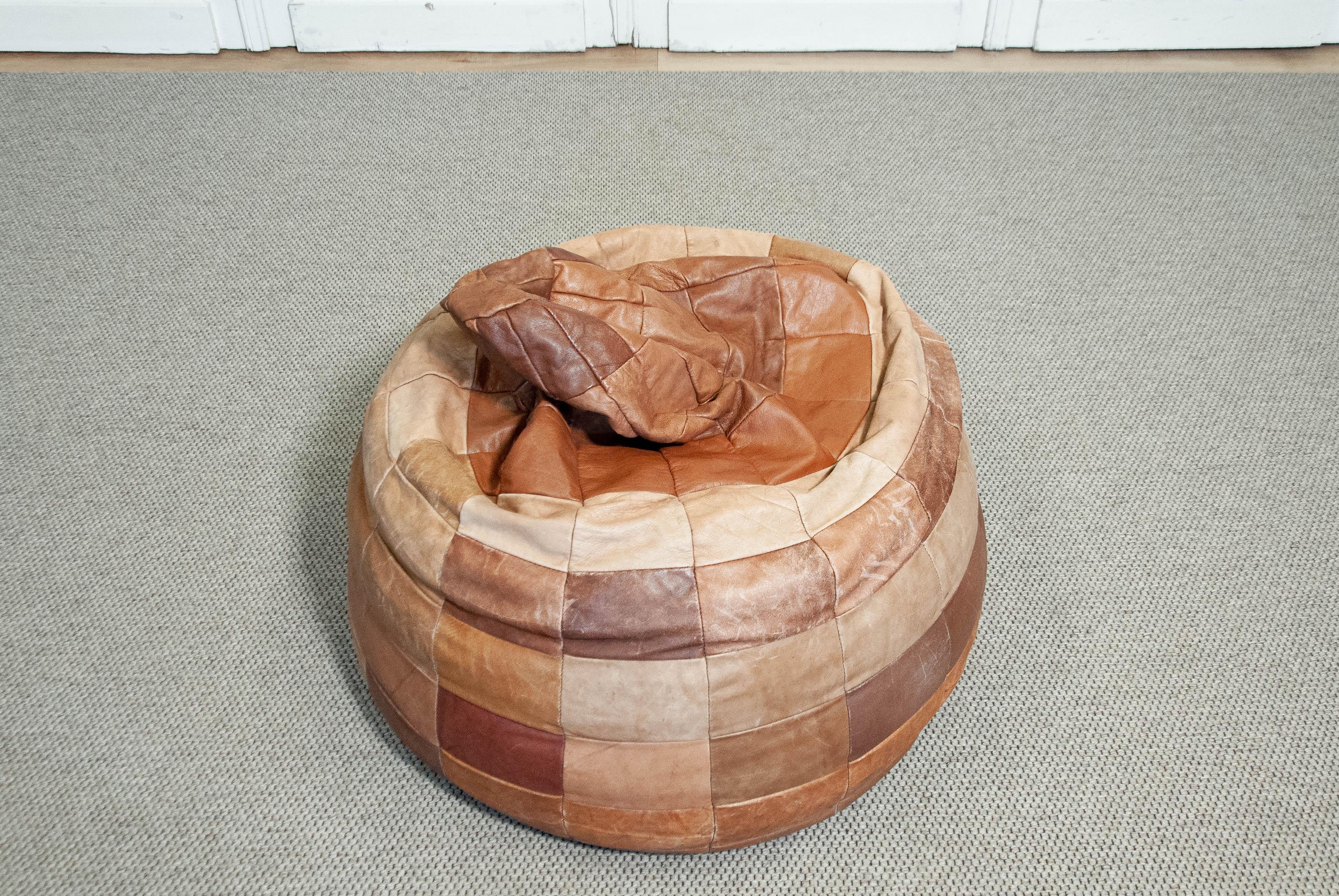 Patchwork in pelle de Sede anni '70  Sacco a pelo, Pouf In condizioni discrete in vendita a Silvolde, Gelderland