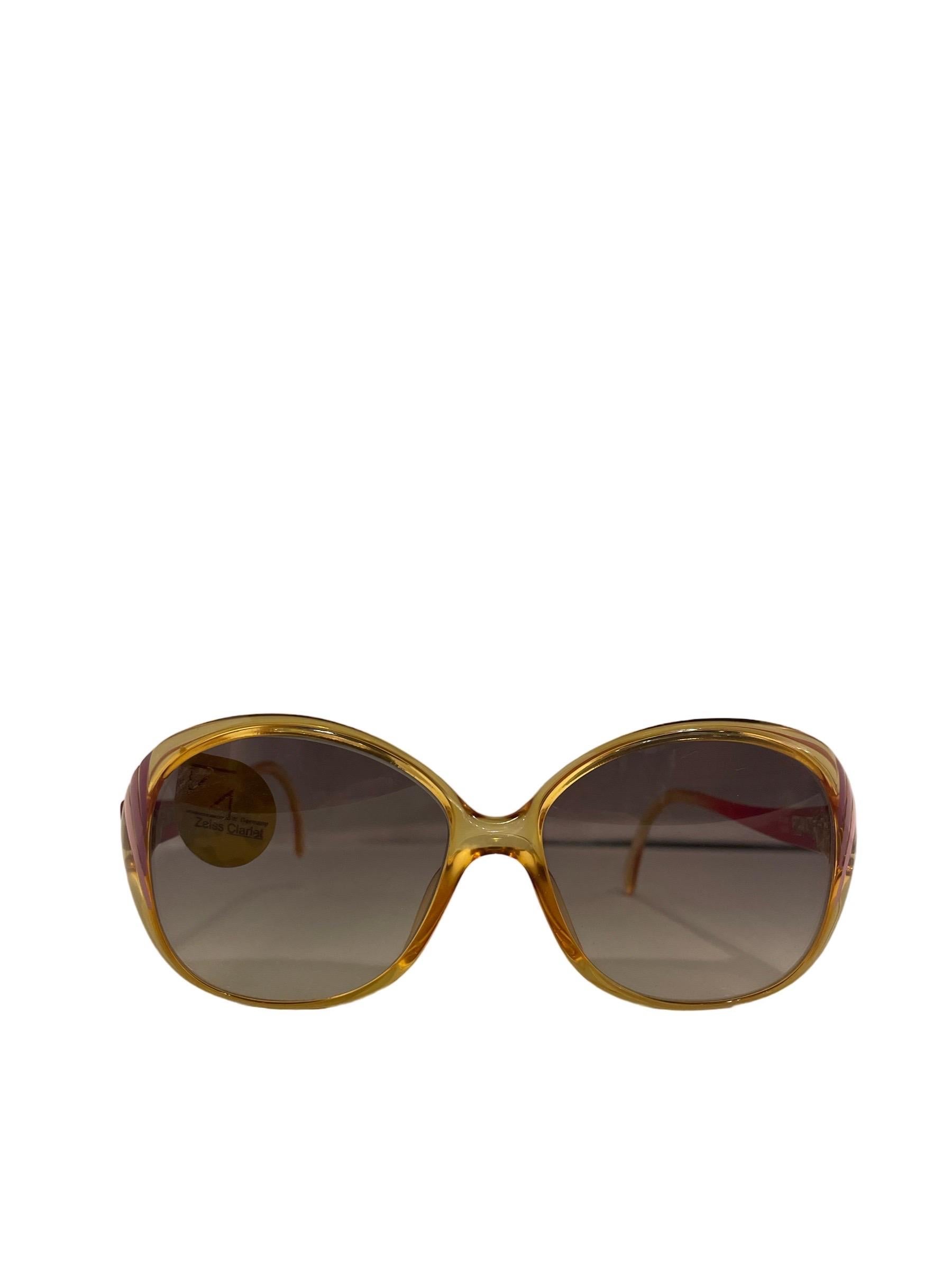 1970s Deadstock Zeiss Clarlet Oversized Sunglasses w/ Pink Gradient Stripes  1