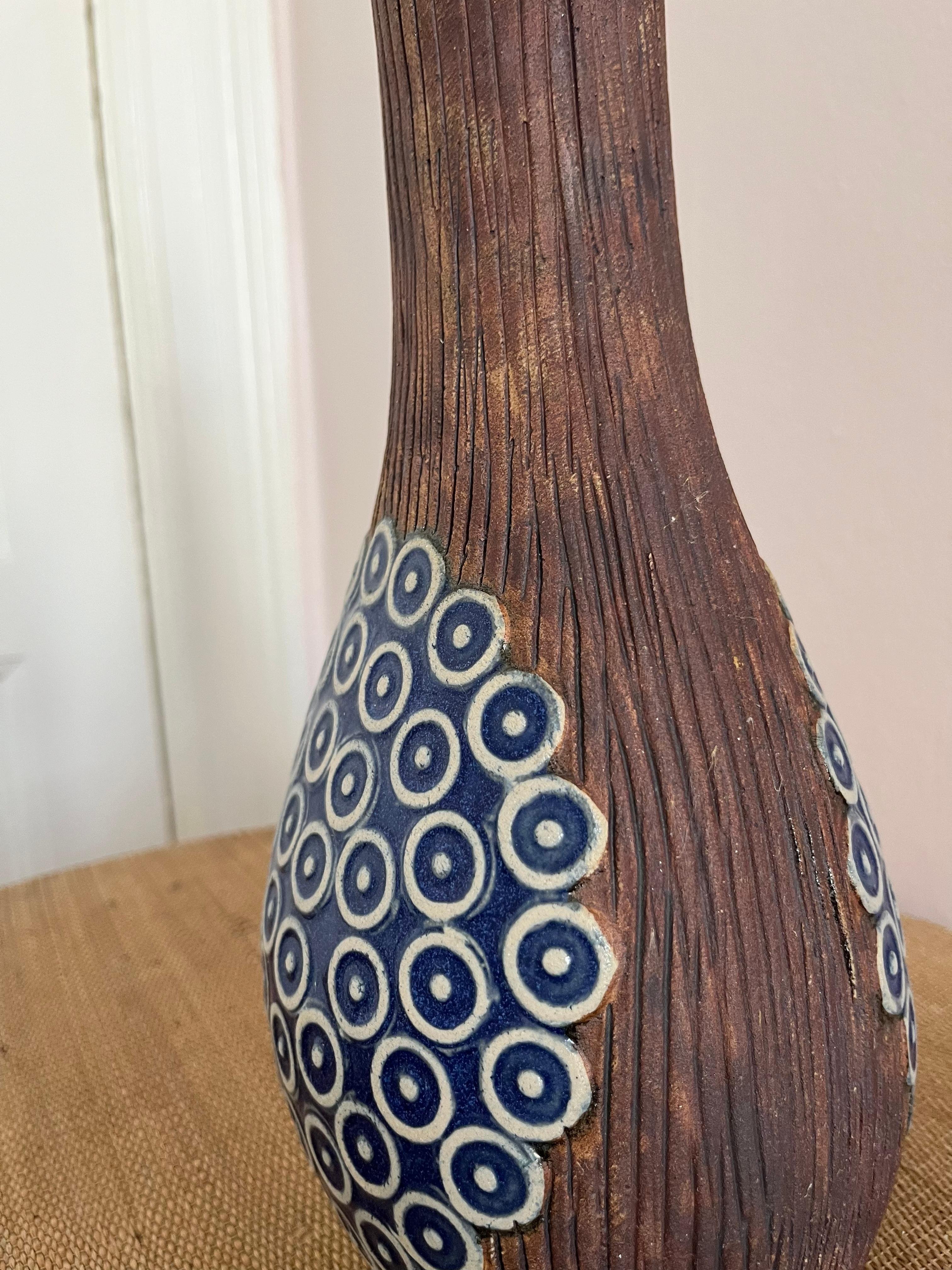 20th Century 1970s decorated ceramic table lamp from Swedish Ego Stengods For Sale
