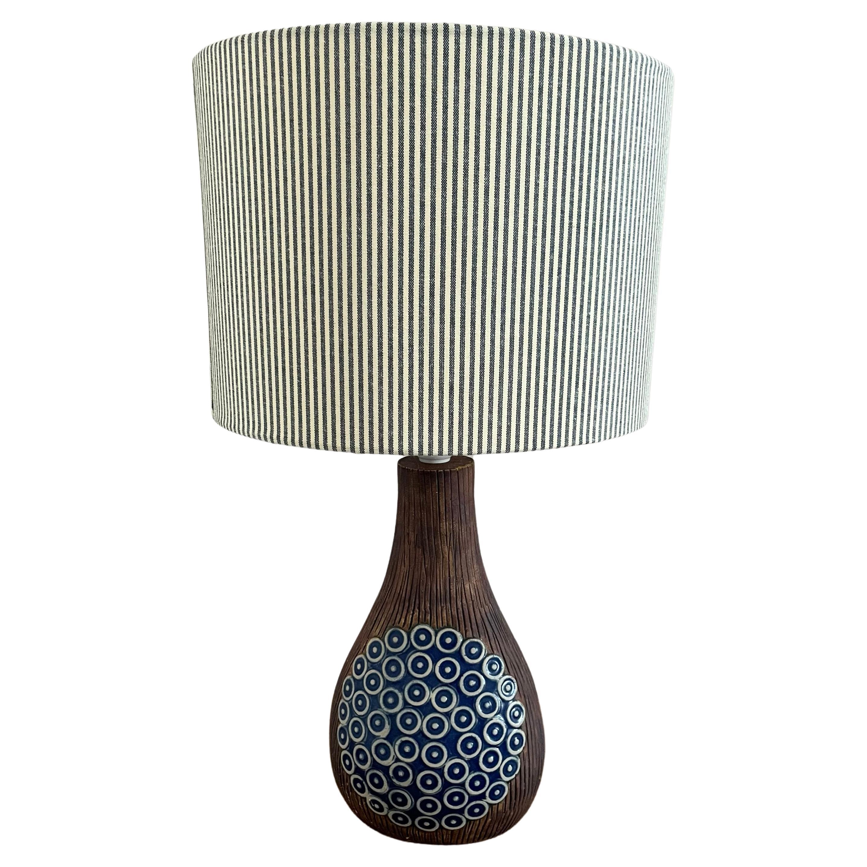 1970s decorated ceramic table lamp from Swedish Ego Stengods For Sale