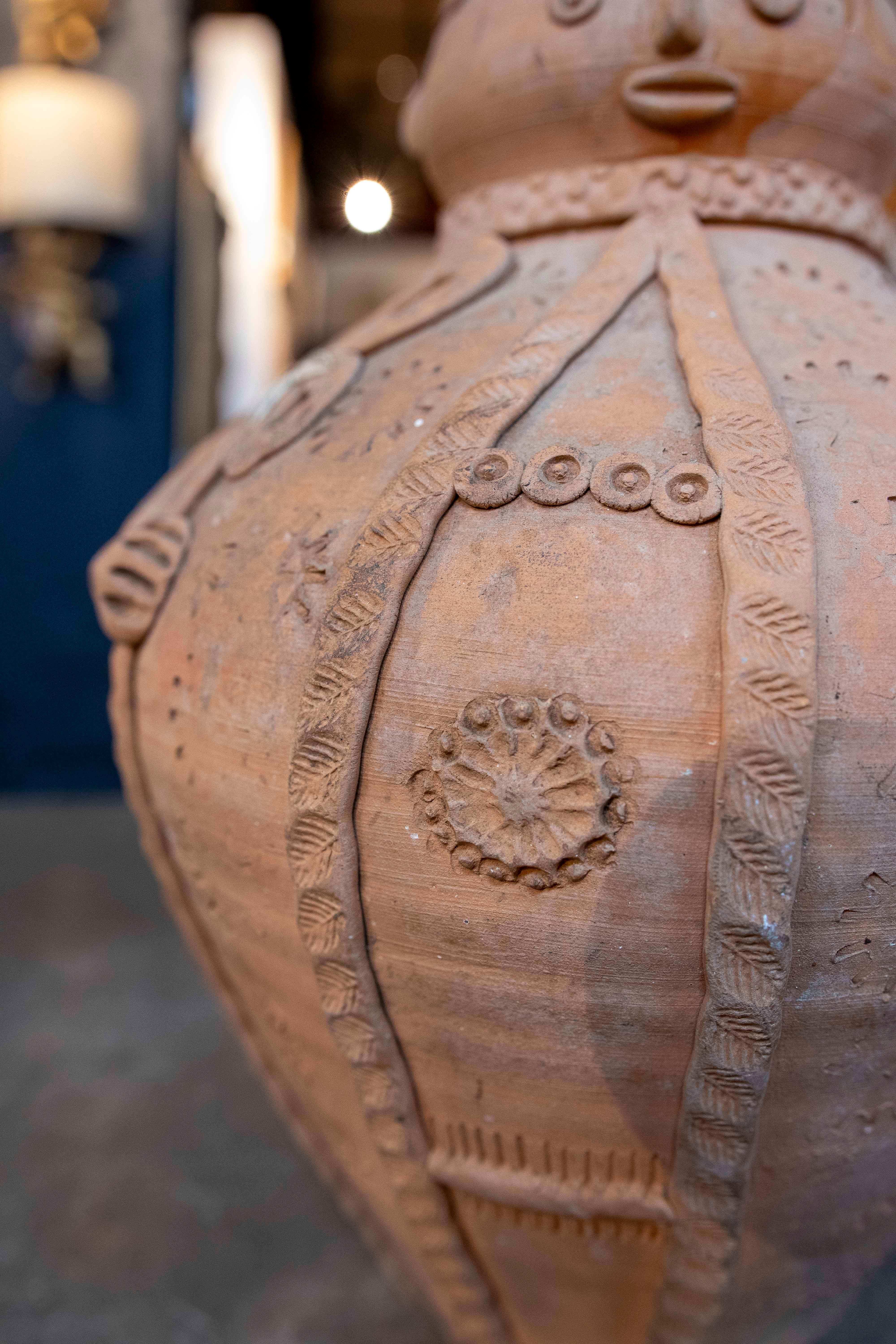 1970s Decorative Clay Jug in the Shape of a Traditional Man For Sale 5
