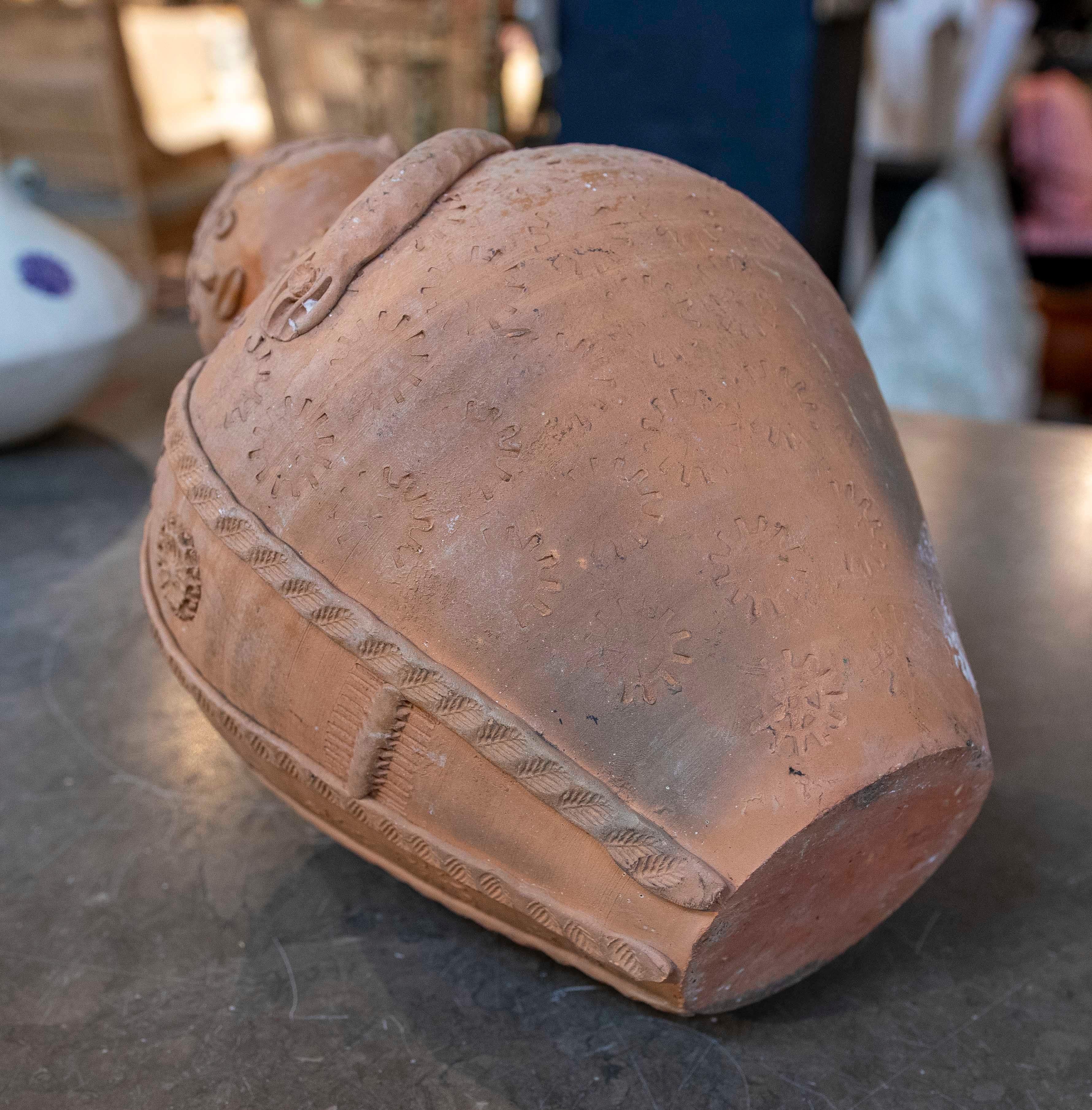 1970s Decorative Clay Jug in the Shape of a Traditional Man For Sale 7