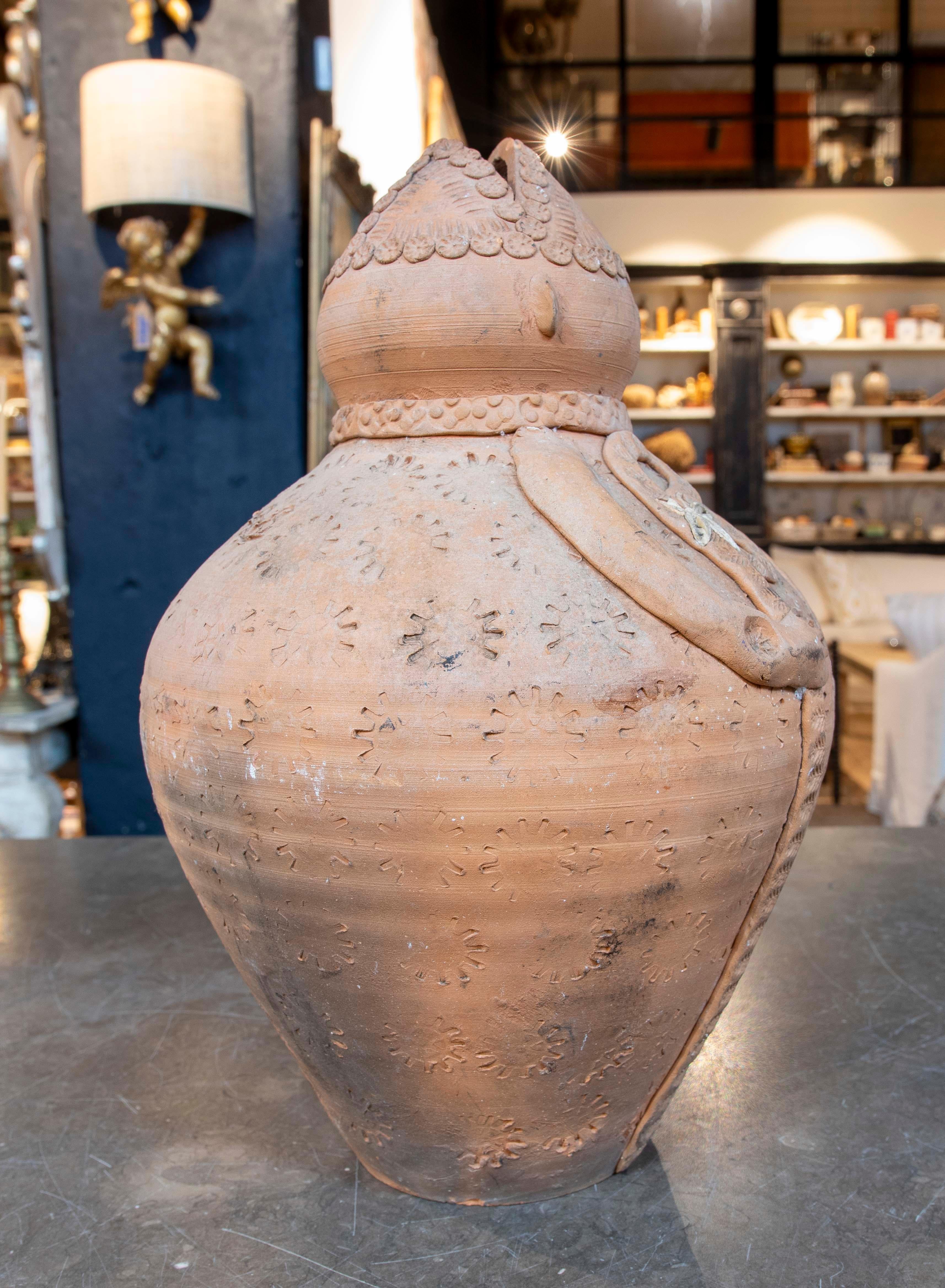 Spanish 1970s Decorative Clay Jug in the Shape of a Traditional Man For Sale