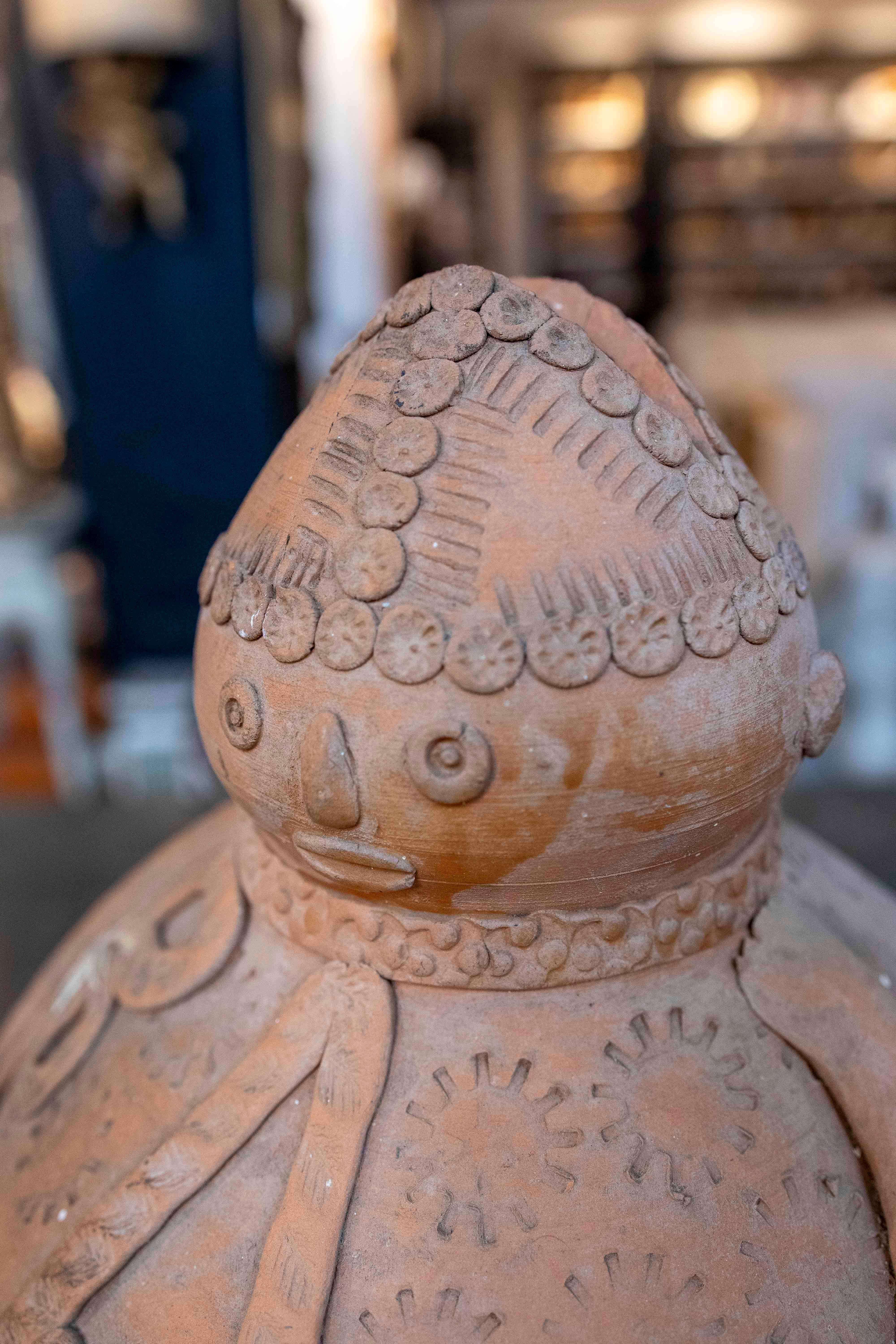 1970s Decorative Clay Jug in the Shape of a Traditional Man For Sale 1