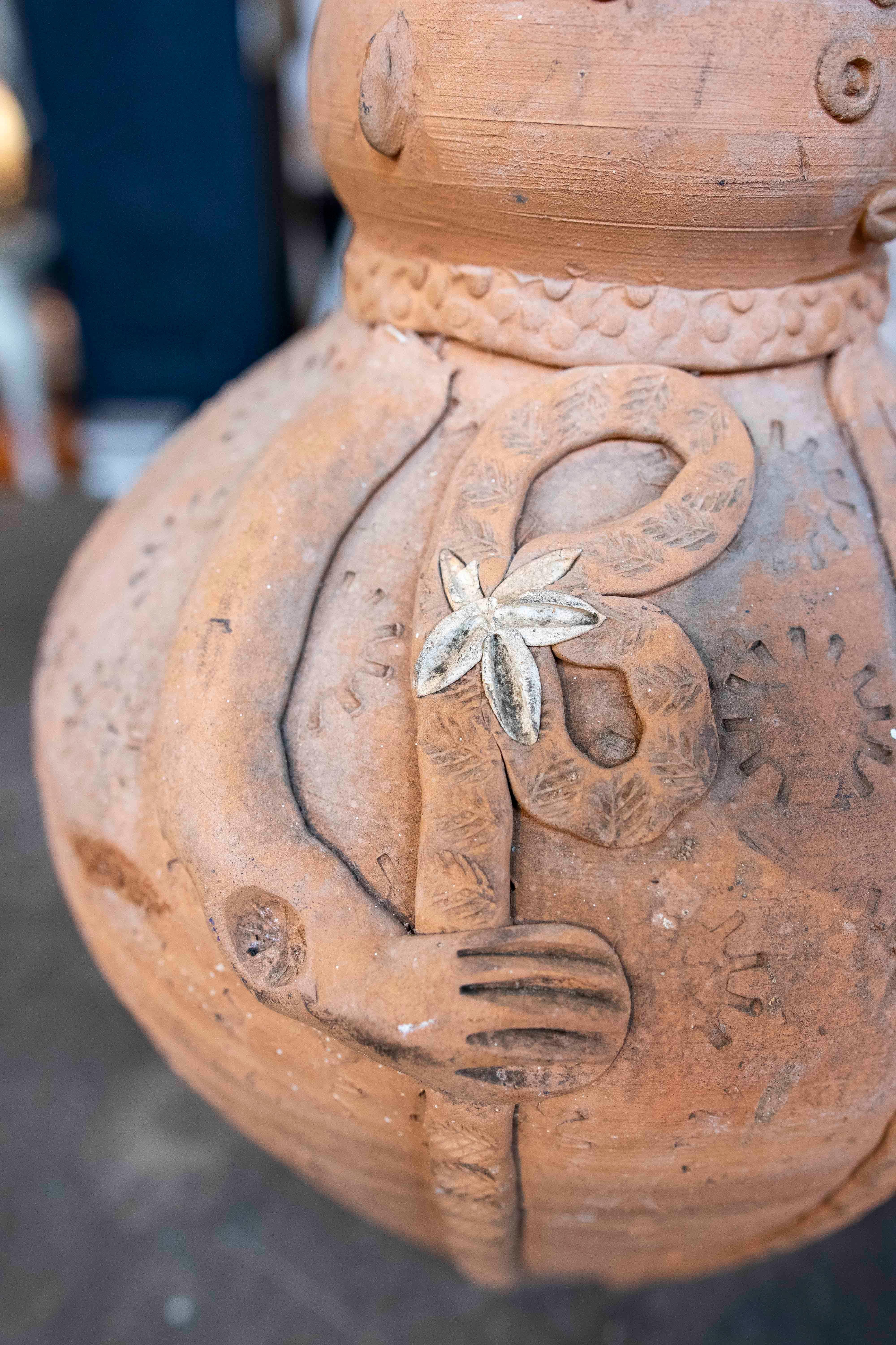 1970s Decorative Clay Jug in the Shape of a Traditional Man For Sale 3