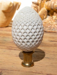 1970s Decorative Egg-shaped Finial with Glass Beads and Brass Base