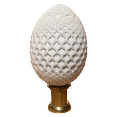 1970s Decorative Egg-shaped Finial with Glass Beads and Brass Base