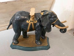 1970s Decorative Elephant in Carved and Gilded Wood, with Tray Stand, Italy