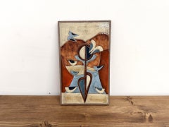Pannello decorativo da parete in gres smaltato degli anni ’70