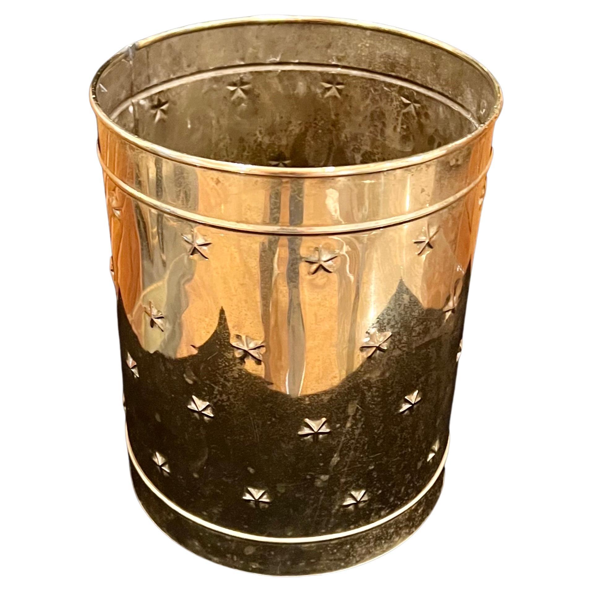 1970's Decorative Polished Brass Planter / Waste Basket  For Sale