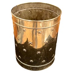 1970's Decorative Polished Brass Planter / Waste Basket