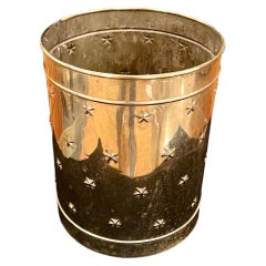 Used 1970's Decorative Polished Brass Planter / Waste Basket 