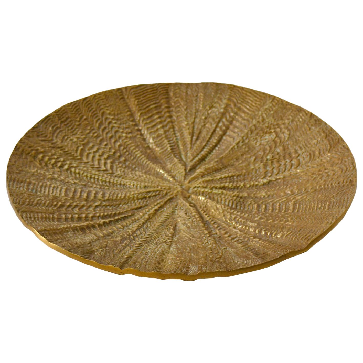 1970s Round Relief Dish or Bowl Cast in Bronze 