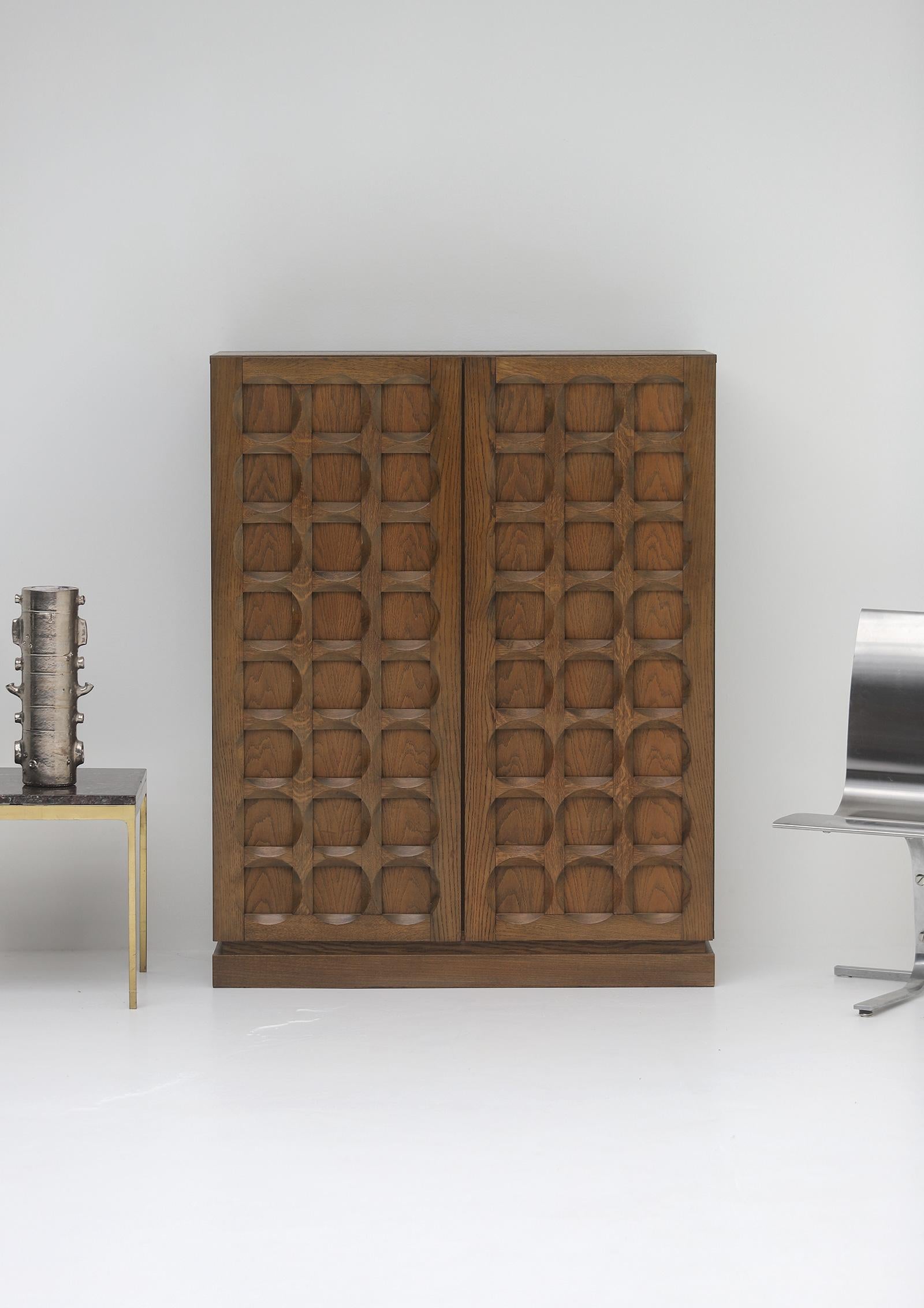 European 1970s Defour modern cabinet with graphical door panels