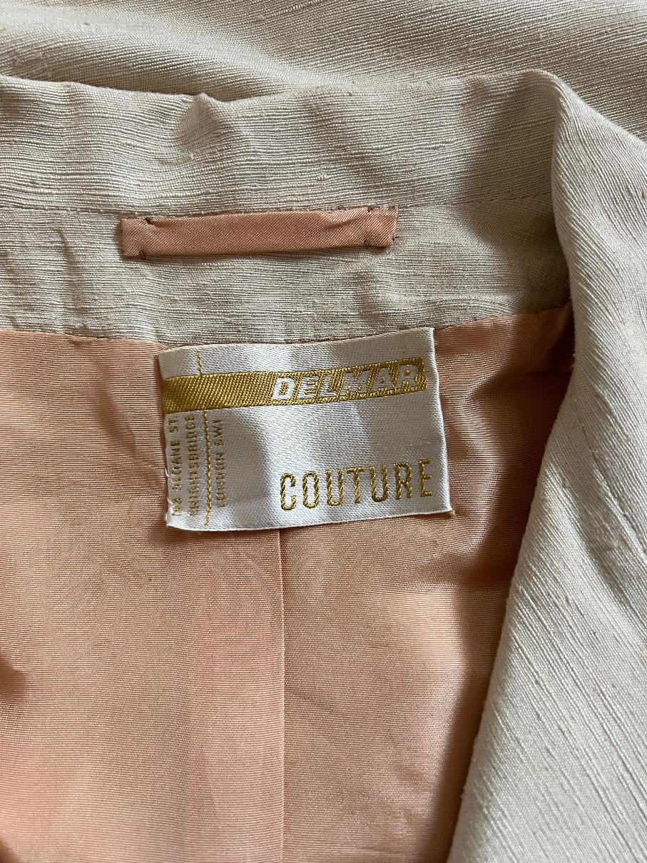 1970s Delmar Couture Raw Silk Safari Trouser Suit For Sale 6