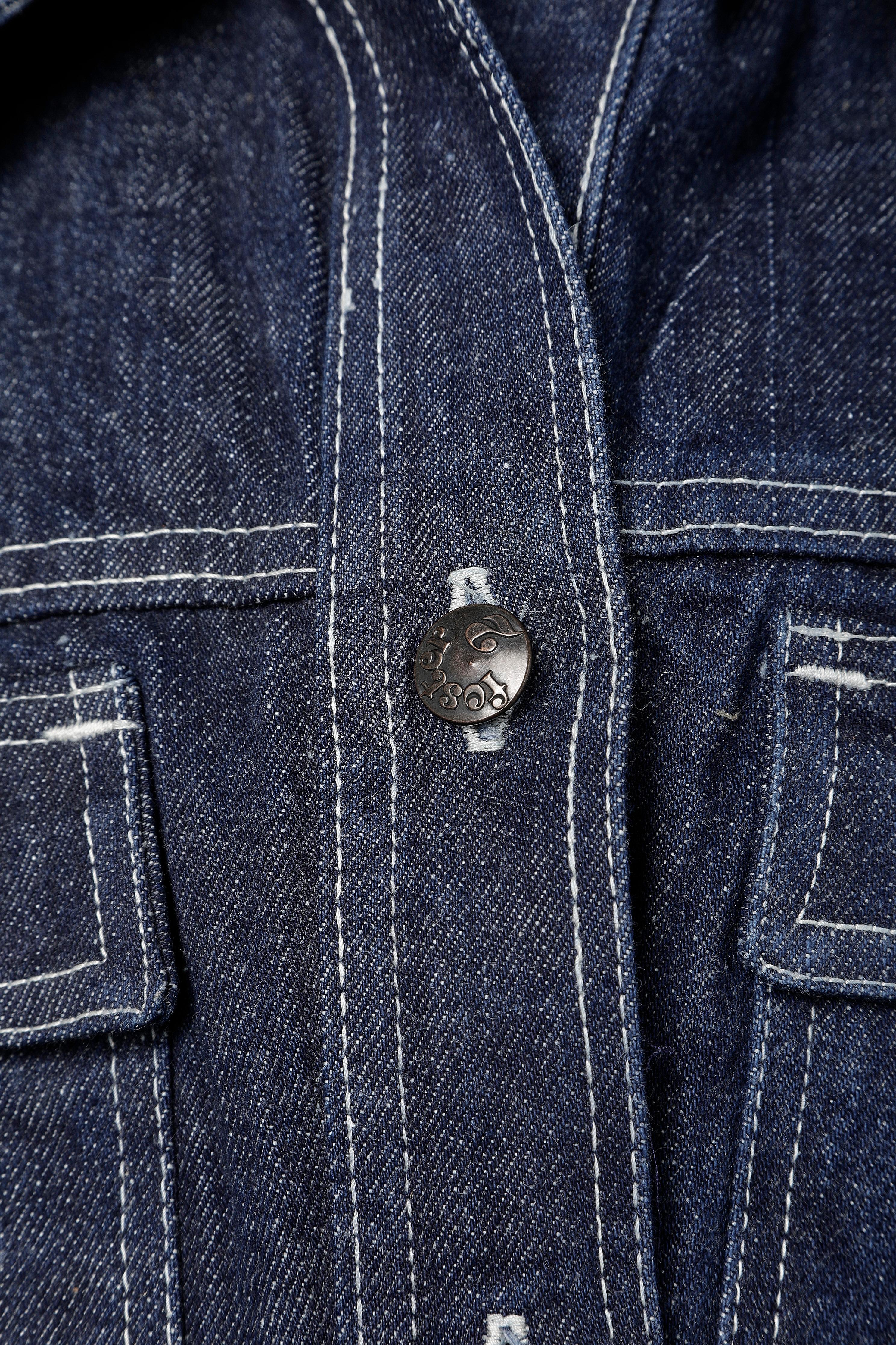Noir Combinaison courte en jean à manches courtes FOSTER 2 des années 1970 en vente