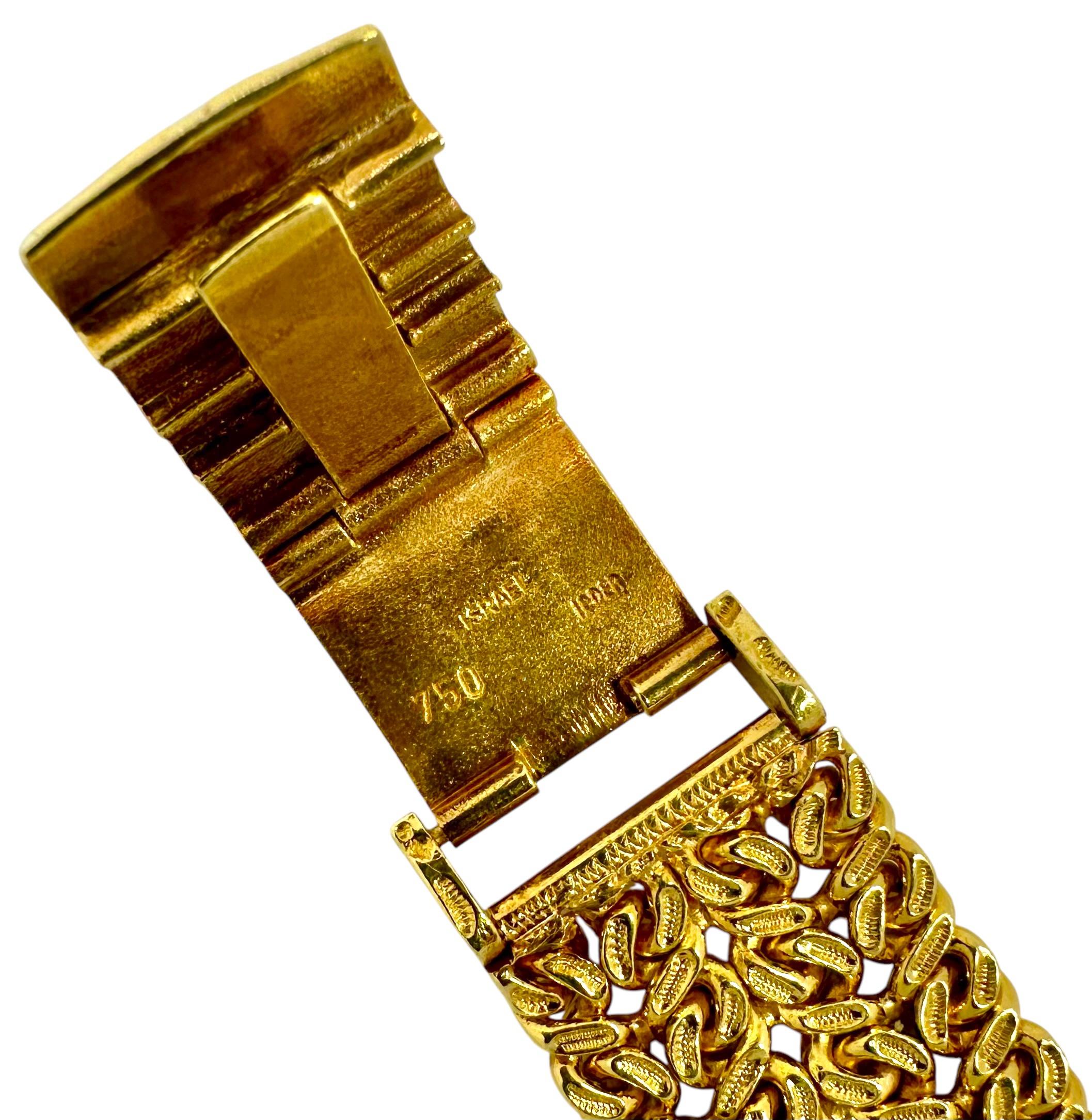 Montre de cocktail pour femmes des années 1970 en or jaune 18 carats et diamants pavés en vente 3